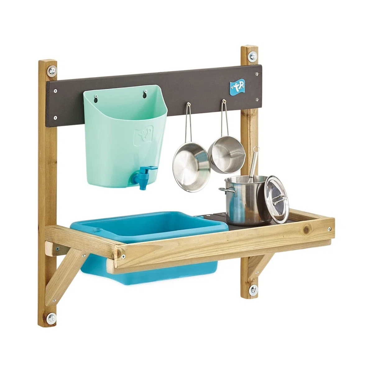 TP Toys, Early Fun Mud Kitchen Playhouse Accessorio da Cucina con bullone per Una casetta dei Giochi, Include Serbatoio d'Acqua, Vasca, padelle, Frusta, Gioco disordinato, 31 x 55 x 56 cm