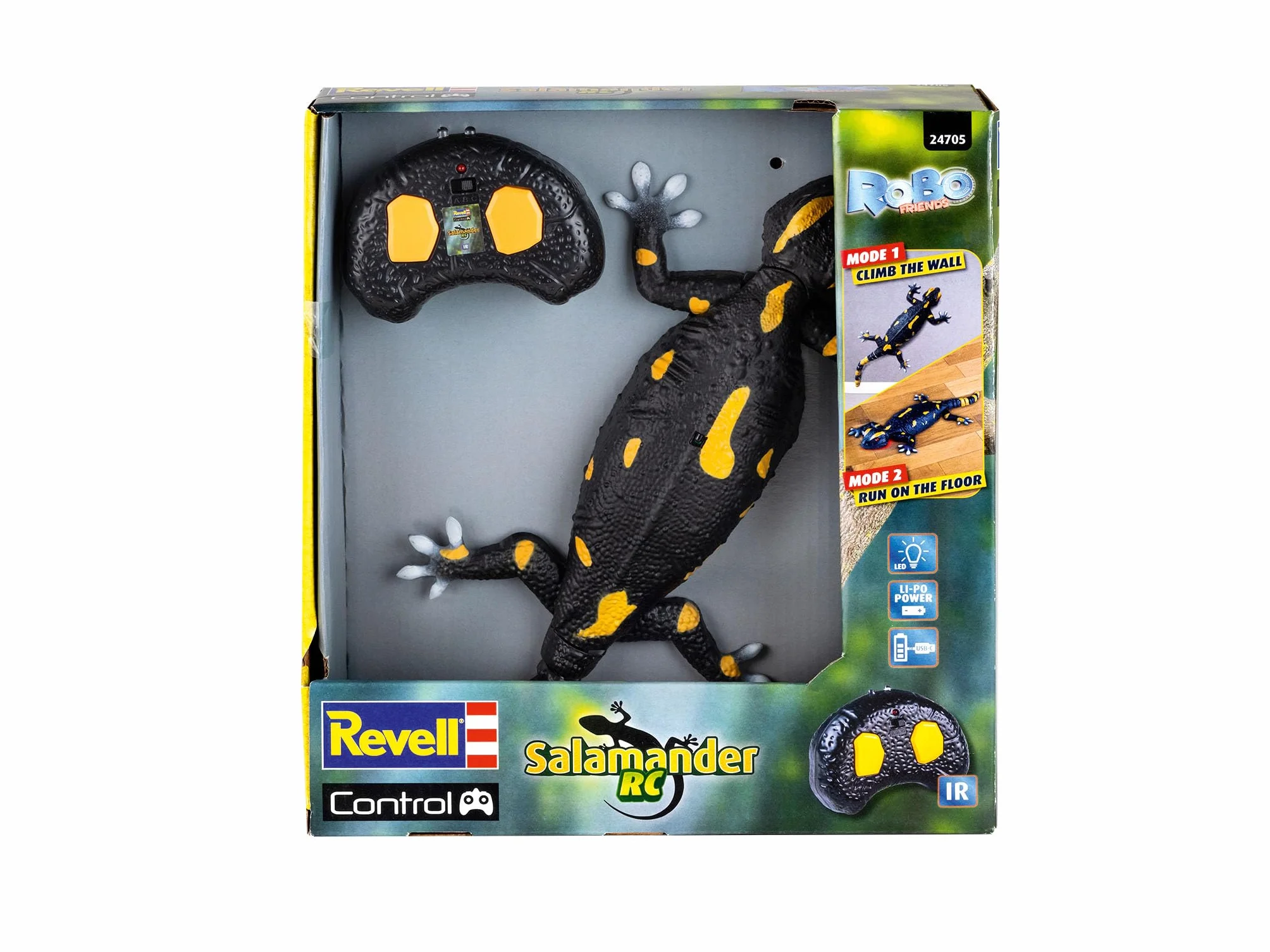 Revell Control Robo Friends RC Salamander, con modalità di arrampicata e corsa a pavimento, con controllo a infrarossi e potente batteria agli ioni di litio