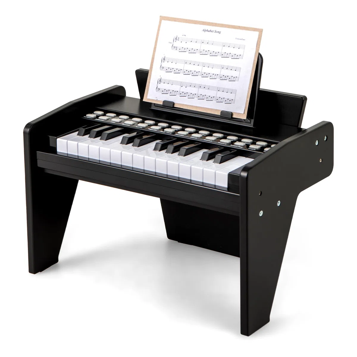 KOMFOTTEU Tastiera a 25 tasti per bambini, pianoforte elettronico con tasto luminoso e leggio, pianoforte digitale per bambini di 18+ mesi, registrazione e lettura, modalità di apprendimento (nero)