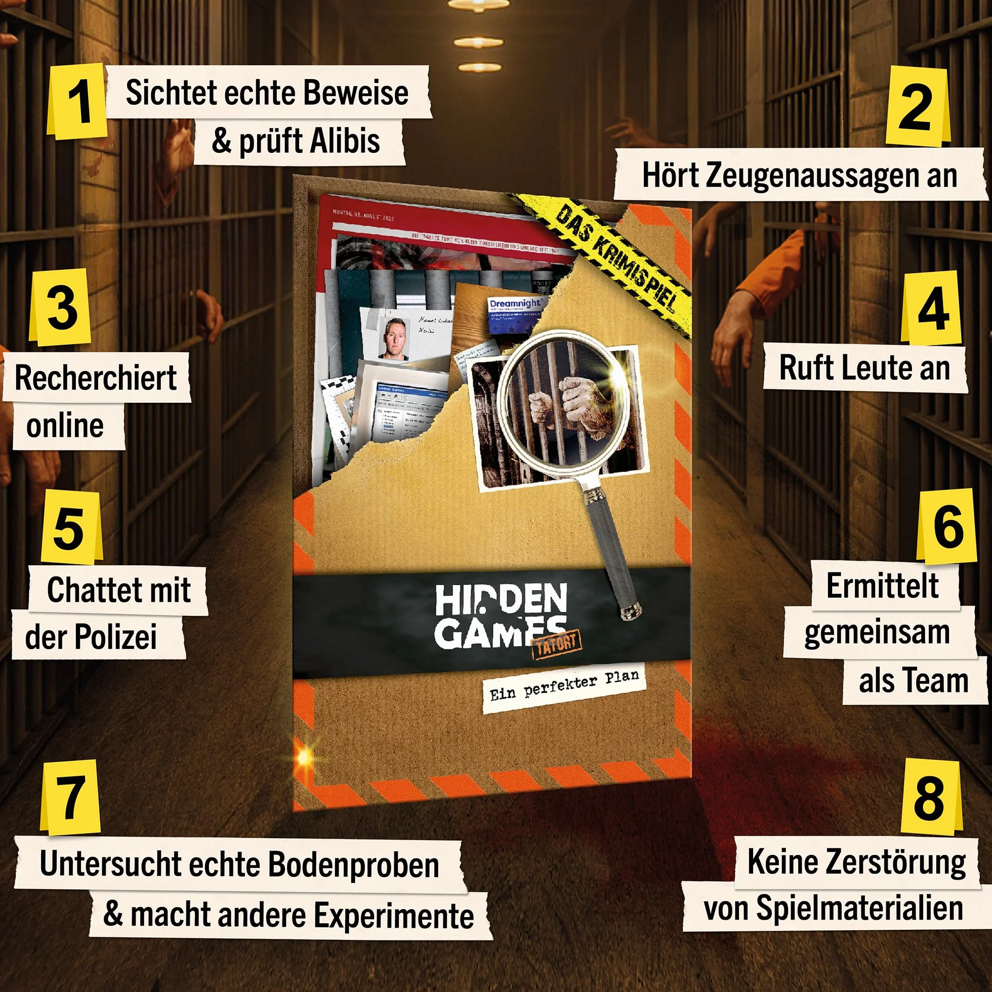 Hidden Games Scena del crimine - Ein perfekter Plan - Tedesco - Gioco realistico di crimine, emozionante gioco di detective, Escape Room