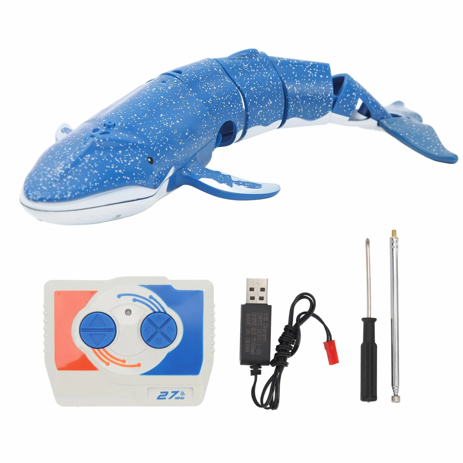 Chrees Giocattolo Balena Telecomandato, Balena Barca da Regata, Giocattolo RC, Movimento Agile, Alta Simulazione, Coda in Plastica ABS, Frequenza a 6 Direzioni, Controllo 2,4 GHz (Blu)