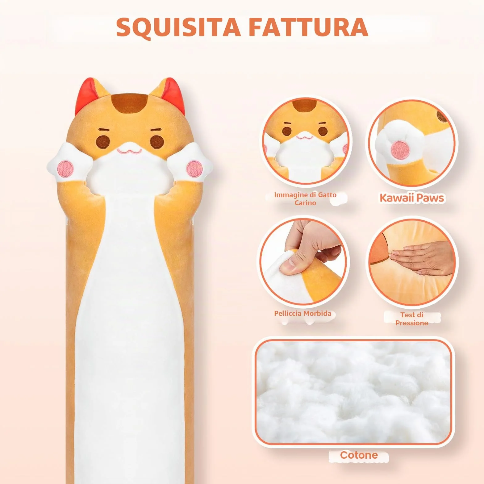 Mewaii Peluche Gatto Cuscino che Respira Kawaii 50CM per Bambina Cuscino di Peluche Gigante Animali Giocattoli Abbraccio Morbido Pupazzo Giocattolo Regalo per Ragazza