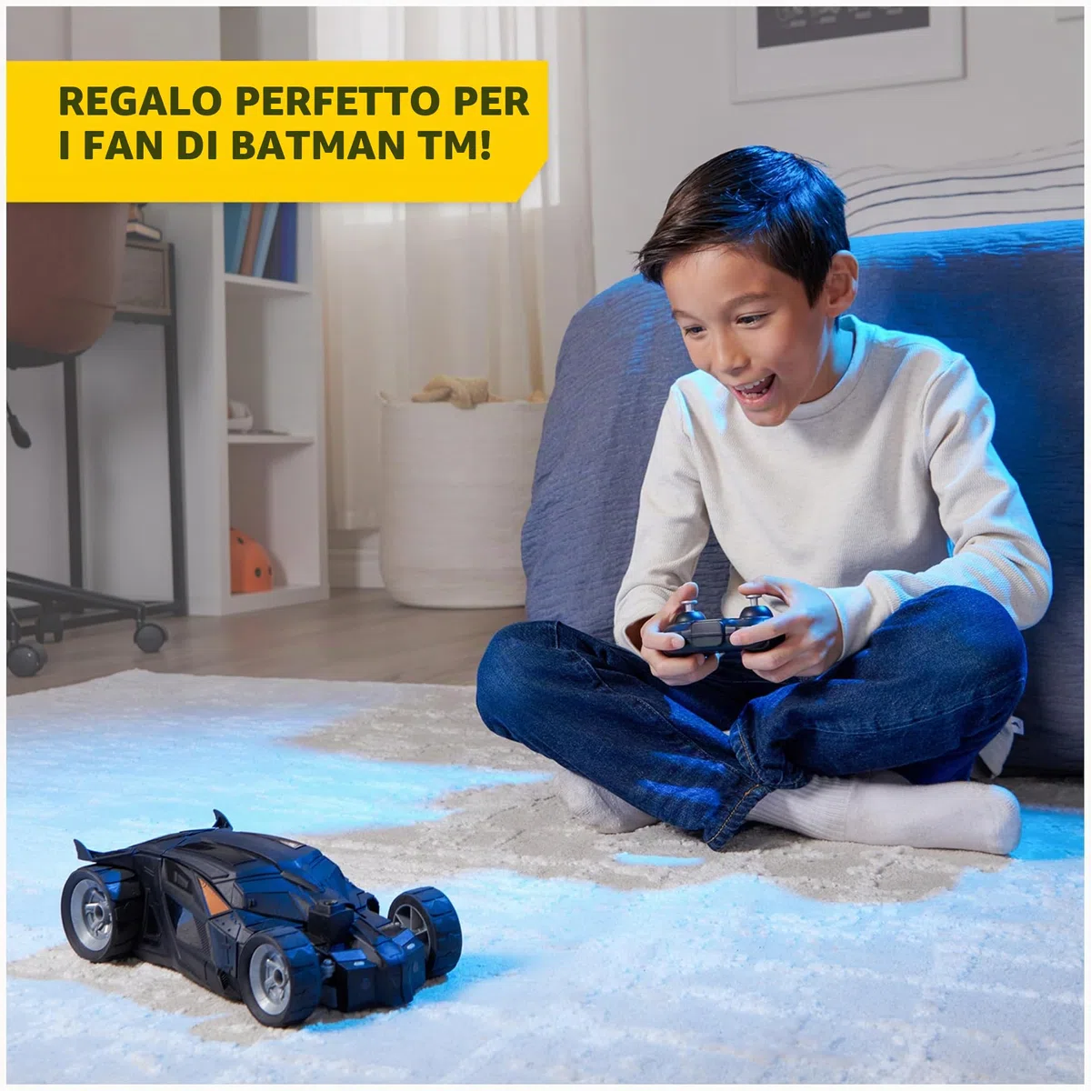 DC Comics, Batmobile, auto telecomandata Batmobile, facile da guidare, compatibile con personaggi di Batman, giocattoli per bambini per ragazzi e ragazze dai 4 anni in su
