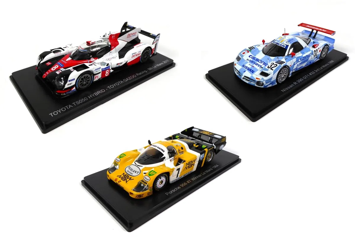 OPO 10 - Lotto di 3 Auto 24h Le Mans Spark 1/43 Toyota TS050 2017 + Porsche 956 1984 + Nissan R390 GT1 1998 / LM01+03-05