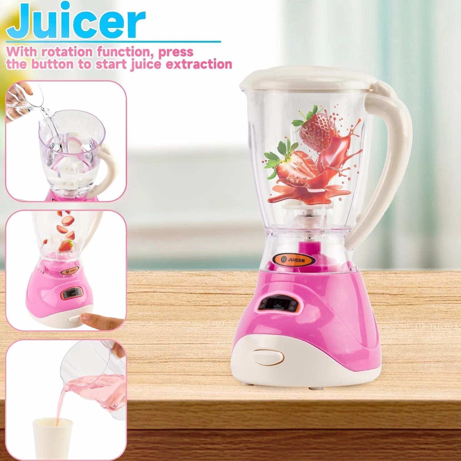Cucina Giocattolo per Bambini,con Tostapane Macchina da caffè Frullatore Spremiagrumi,Con luci e Musica,Elettrodomestico Cucina Giocattolo per Giochi di Ruolo,Adatto a Bambini e Bambine dai 3 anni in