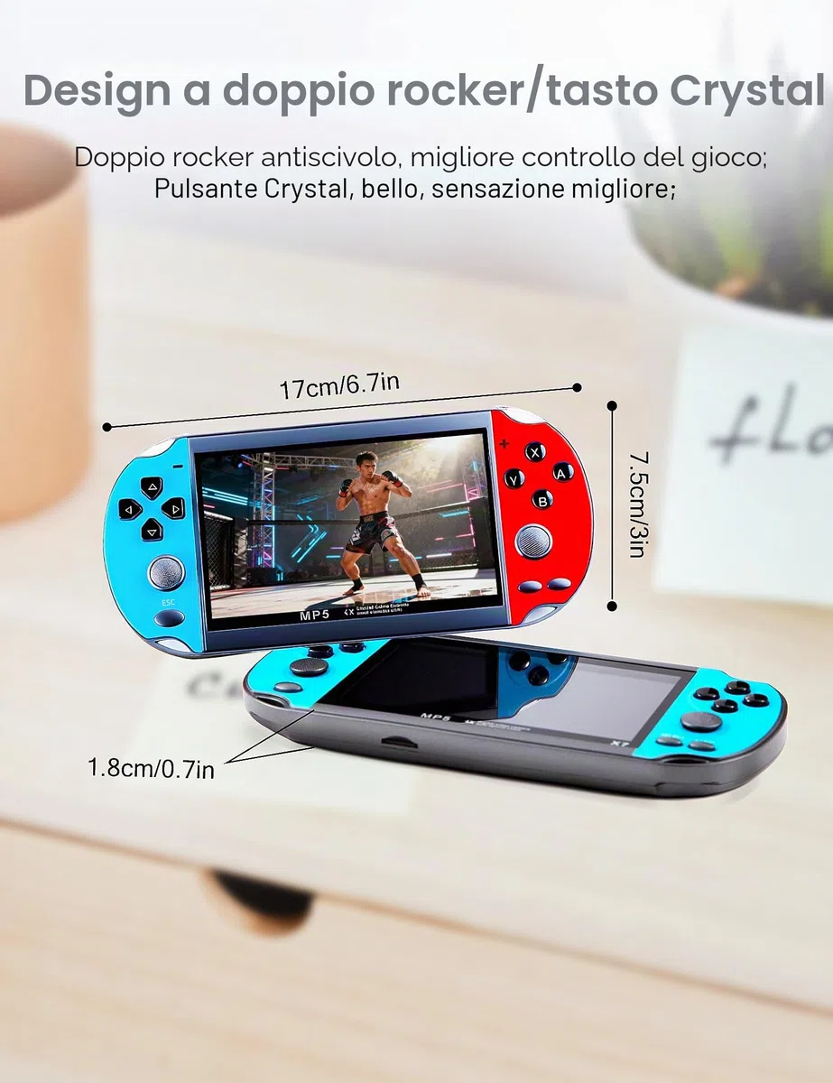 CZT Console retrò da 4,3 pollici, console da gioco portatile con 3000 giochi integrati, che supporta giochi MP3/MP4, console portatile per bambini, simulatore di arcade e regali per bambini (blu)