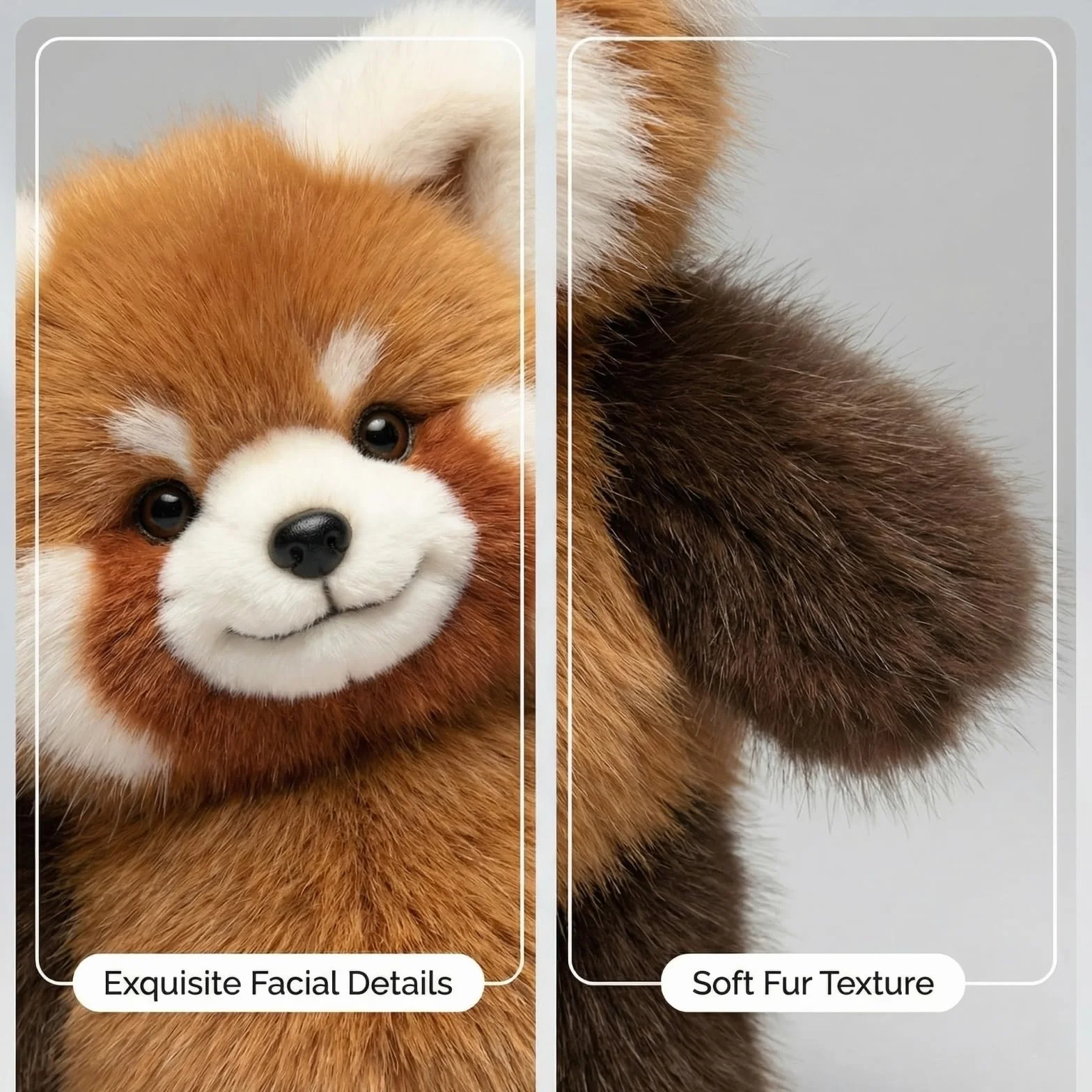 Peluche Panda - Peluche di Animali Rari Morbido - Cuscino da Abbraccio per Dormire, Bambola da Collezione a Forma di Panda in Stile Cartone Animato, Giocattolo per Bambini e Adulti