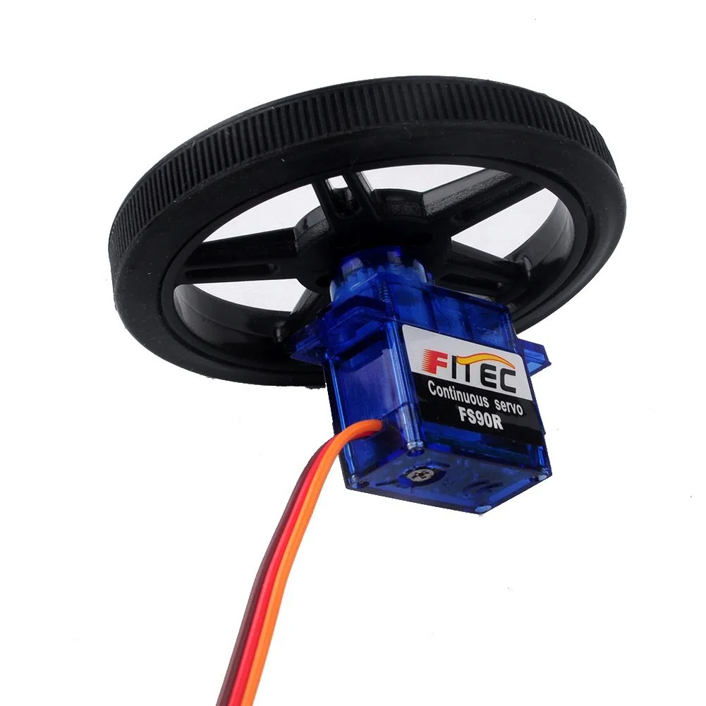 Feetech FS90R - Micro servomotore a rotazione continua a 360 gradi + ruota RC per Arduino Micro:bit (confezione da 4)