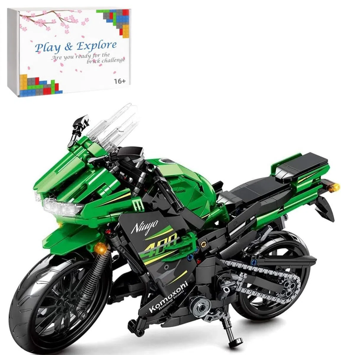 Technic - Kit di costruzione per moto Kawasaki Ninja 400, 862 pezzi, giocattoli per la costruzione di moto, kit di costruzione MOC Super Moto, compatibile con le principali marche