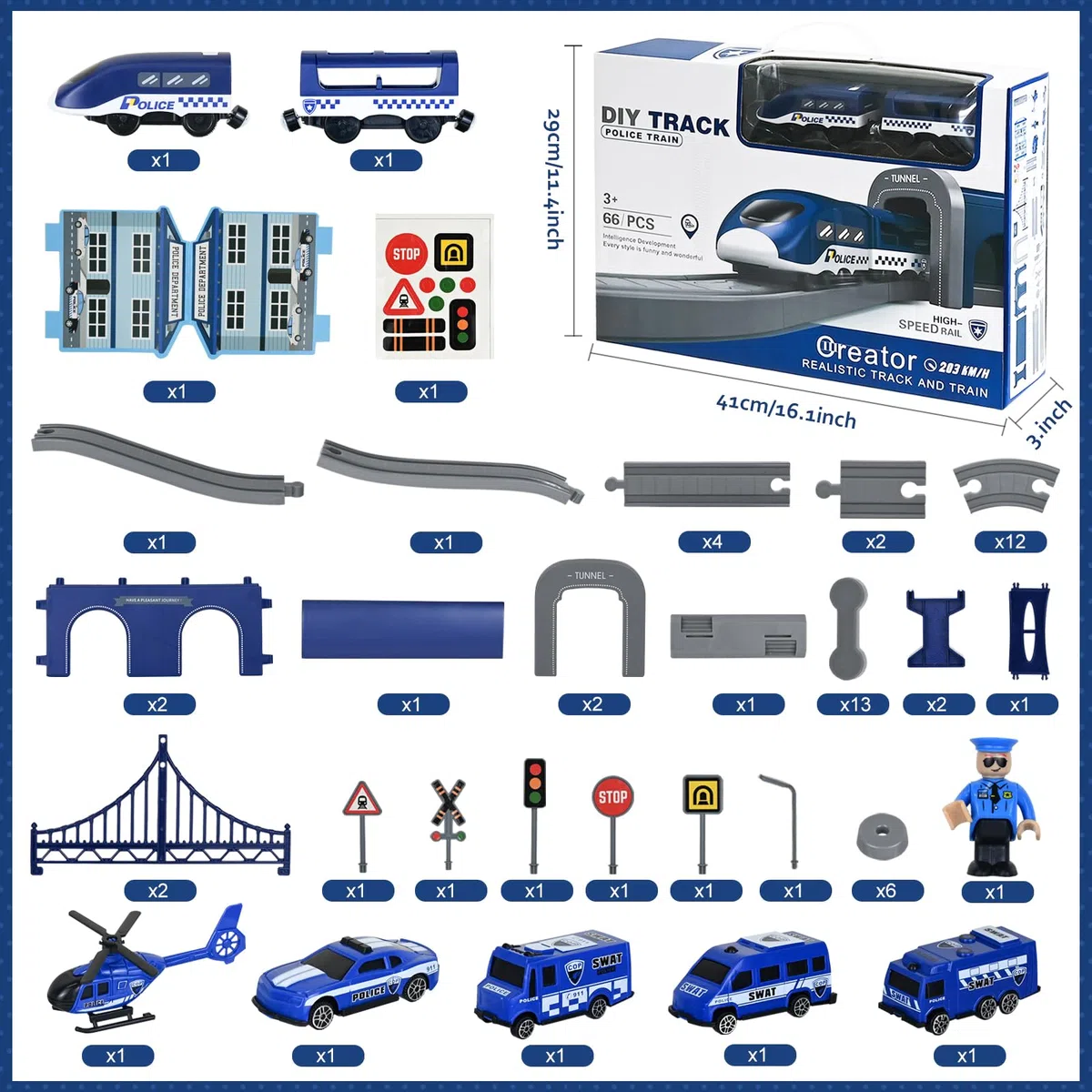 Joellfuner Treno Elettrico Bambino 3 4 5 6 7 Anni, Treno Circuito Auto Elettrico Bambino, Giocattoli Bambini Veicoli da Costruzione, Gioco di Traccia Auto Da Corsa Regalo Ragazzo Ragazza