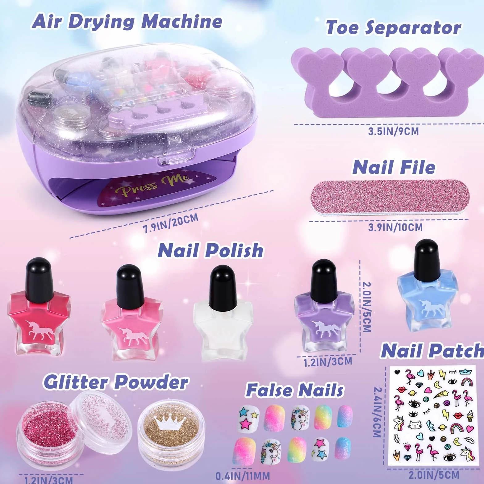 Tacobear Kit Unghie per Bambina 6-12 Anni - Peel Off Smalto, Asciuga Unghie, Adesivi Set Manicure Gioco Trucchi Compleanno Regalo 5-12 Anni