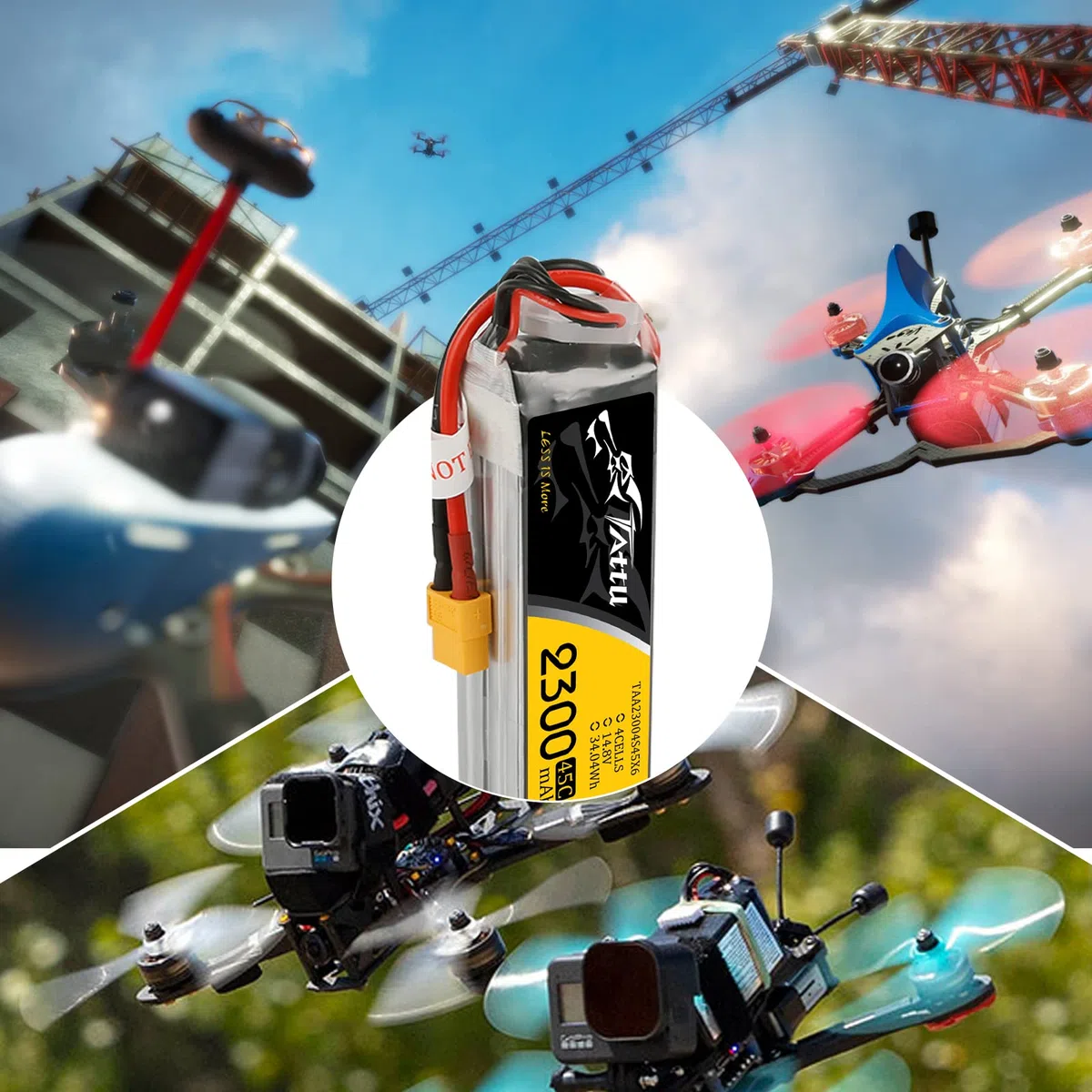 Tattu 4S Lipo Batteria 14.8V 2300mAh 45C Custodia morbida Batterie con connettore XT60 Spina per Droni da corsa FPV RC Helicopter RC Airplane RC Hobby
