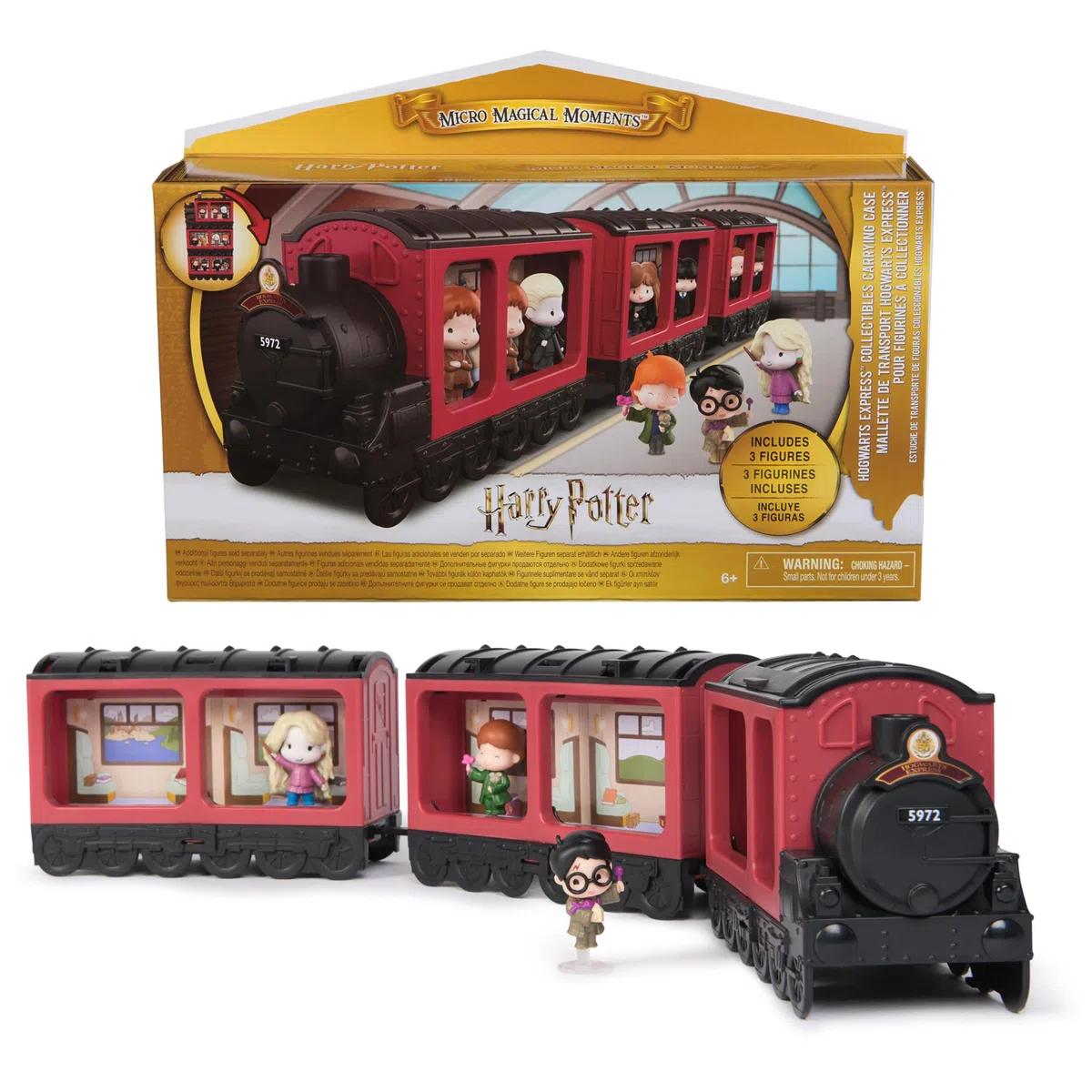 Wizarding World Harry Potter – Hogwarts Express Momenti Magici S5-3 Bambole Figure articolate con 3 carri, personaggio Harry Potter – Giocare ed esporre – Giocattolo per bambini 6 anni e +