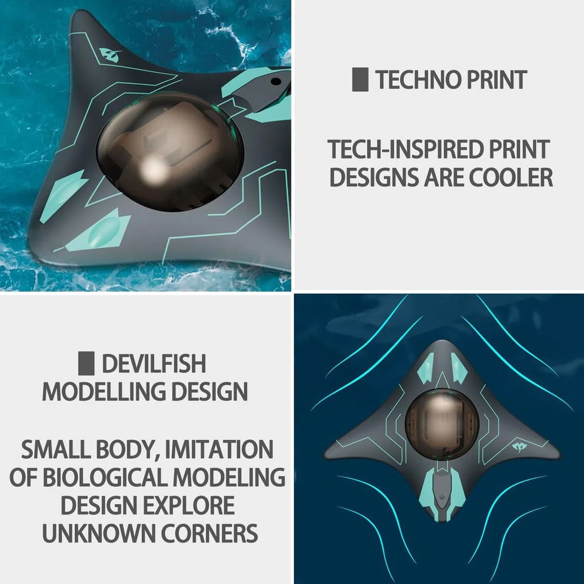 Drone subacqueo, connettività wireless, controllo app intelligente, trasmissione immagine in tempo reale Full HD 1080p, dotato di fari LED, per esplorazione subacquea e giocattoli per adulti