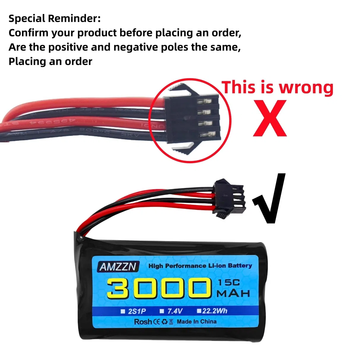 2PCS 7.4V 3000mah 15C 2S SM-4P spina Li ion batteria con caricabatterie USB per EC08 DE85 RC auto,Camion RC nave telecomando drone ingegneria veicolo batteria di riserva