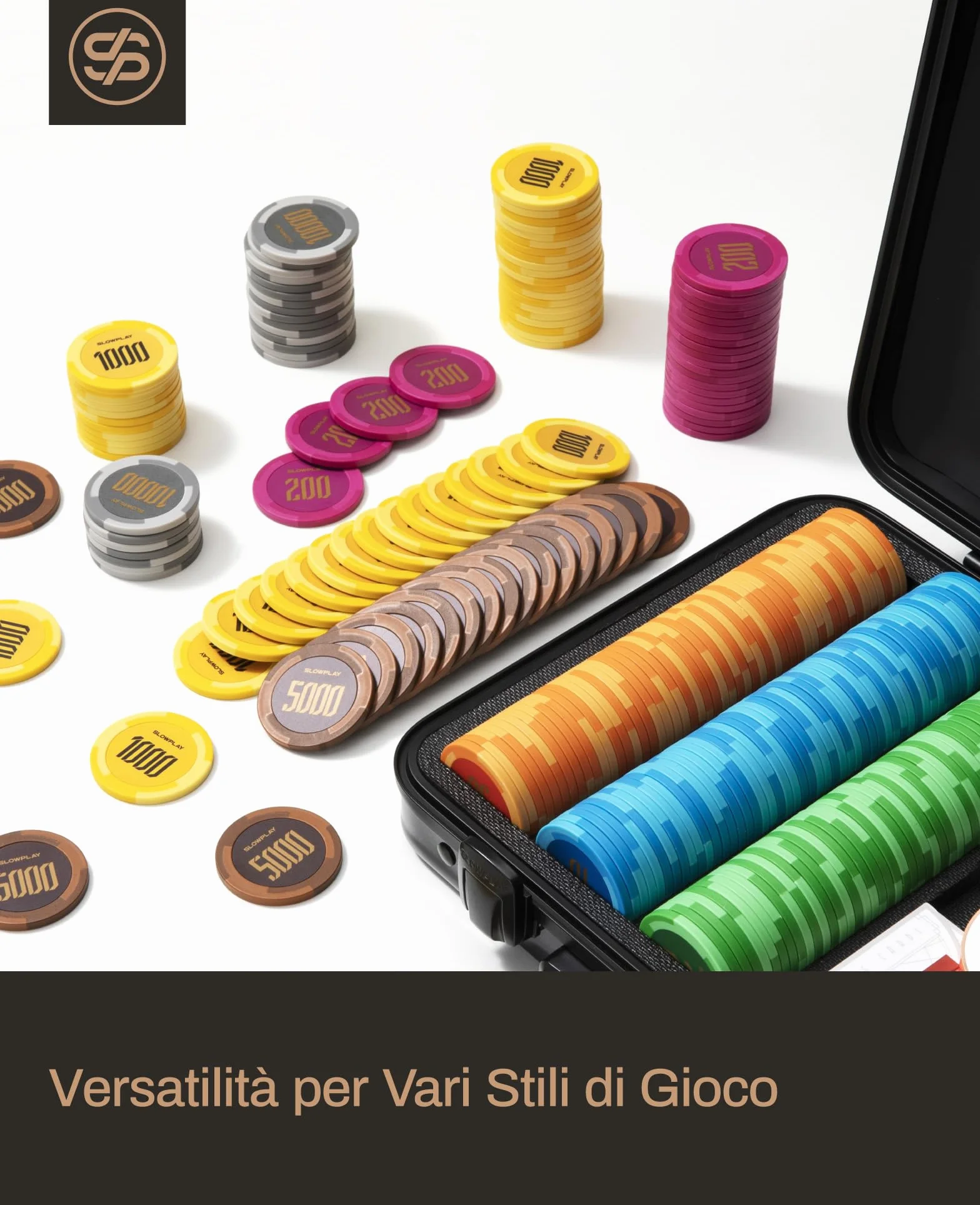 SLOWPLAY Godel Fiches da Poker in Argilla | 50 Pezzi di Fiches da Poker Texas Holdem, 14g Fiches da Poker [con Valore] | Squisita fattura e Design (Nero)