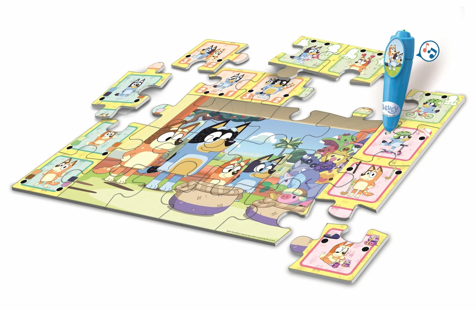 Clementoni Bluey 16689 - Puzzle interattivo con penna, gioco educativo per bambini dai 3 anni in su, 24 pezzi, 62 x 42 cm