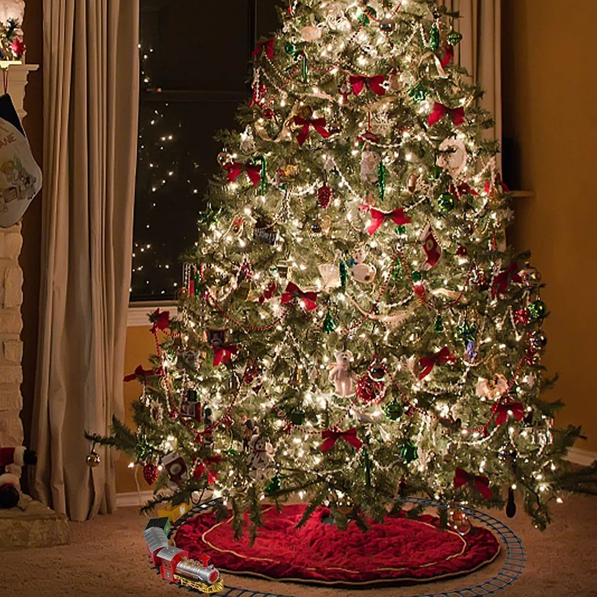 Trenino elettrico ，Trenino Natale con Luci e Suoni per Natale Decorazioni Trenino di Decor Casa Regali figlio adulto/Funzionamento a batteria