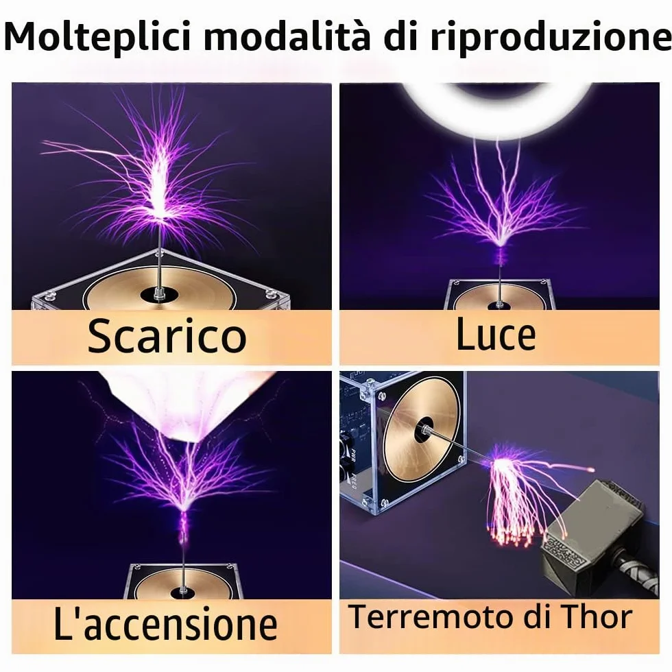 Weytoll bobina di Tesl, versione BT, modello alimentato senza fini, arco elettrico lungo 10 cm, con funzione musicale