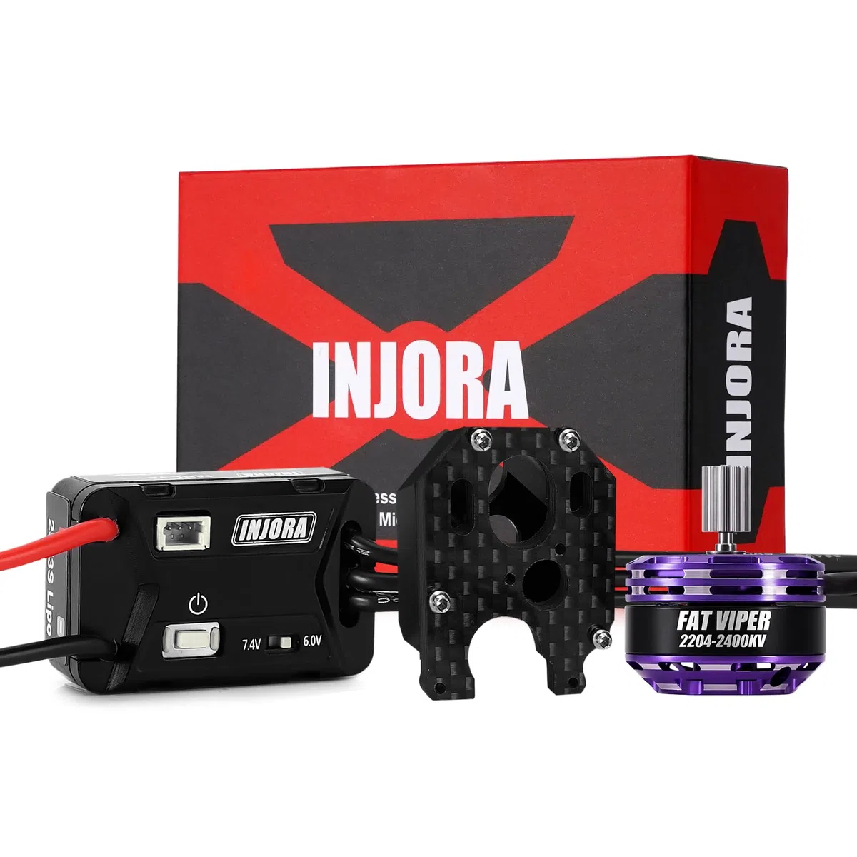 INJORA 2400KV Fat Viper 2204 Motore Brushless Outrunner con Supporto e ESC Brushless MBL32 per Axial SCX24 1/24 RC Crawler