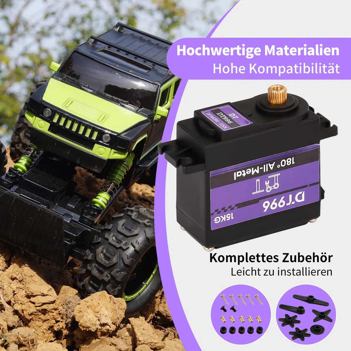 15kg Digital Servo mit Hohem Drehmoment Metallgetriebe RC Servomotor,6V,180°,für RC Car 1/10 1/8 Aircraft Boat Robot Helicopter[5PCS]