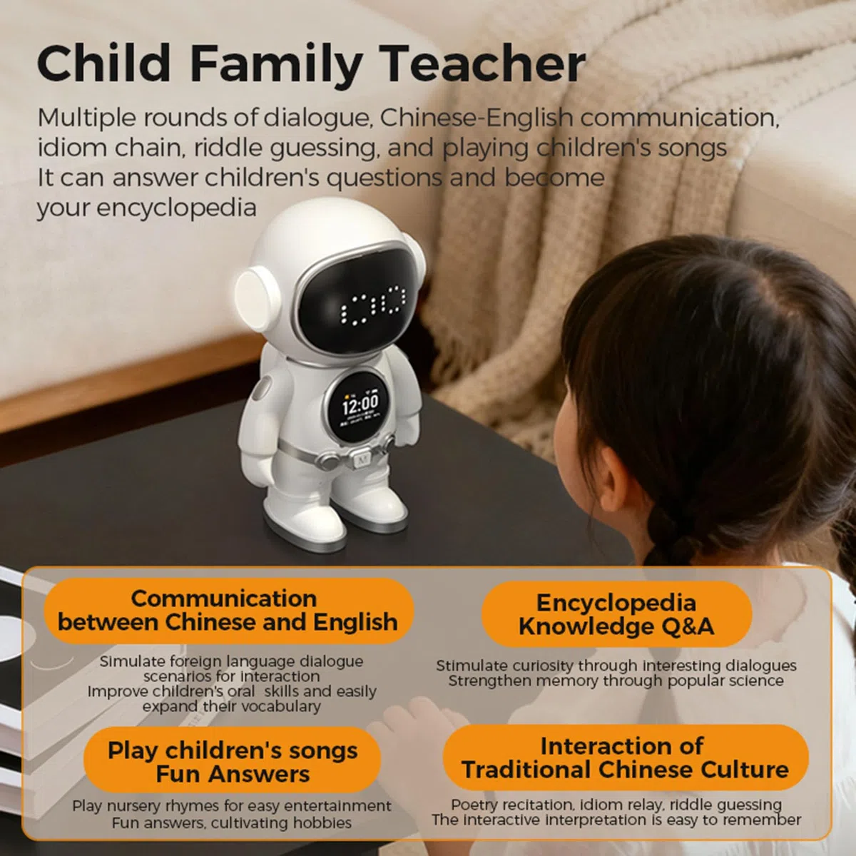 Robot Intelligente AI per Bambini, Altoparlante WiFi con APP per L'apprendimento, Compagno di Giocattoli Educativi AI Interattivo Che Supporta Conversazioni a più Turni
