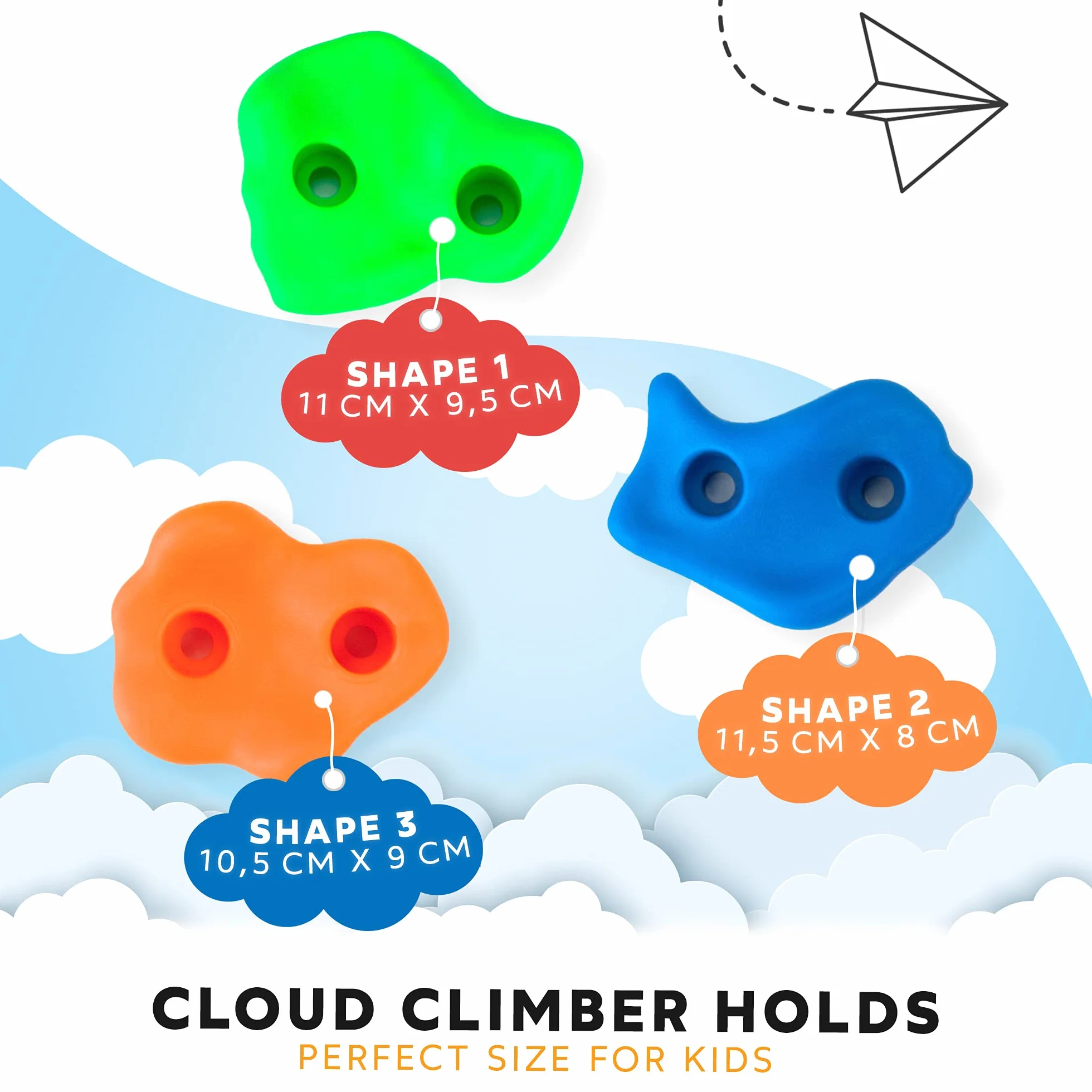 GO!elements Prese Arrampicata per bambini set da esterno incl. materiale di fissaggio | pietre per arrampicata indoor per parete d'arrampicata | boulder colorati per torre gioco con viti 15/20/25/30er