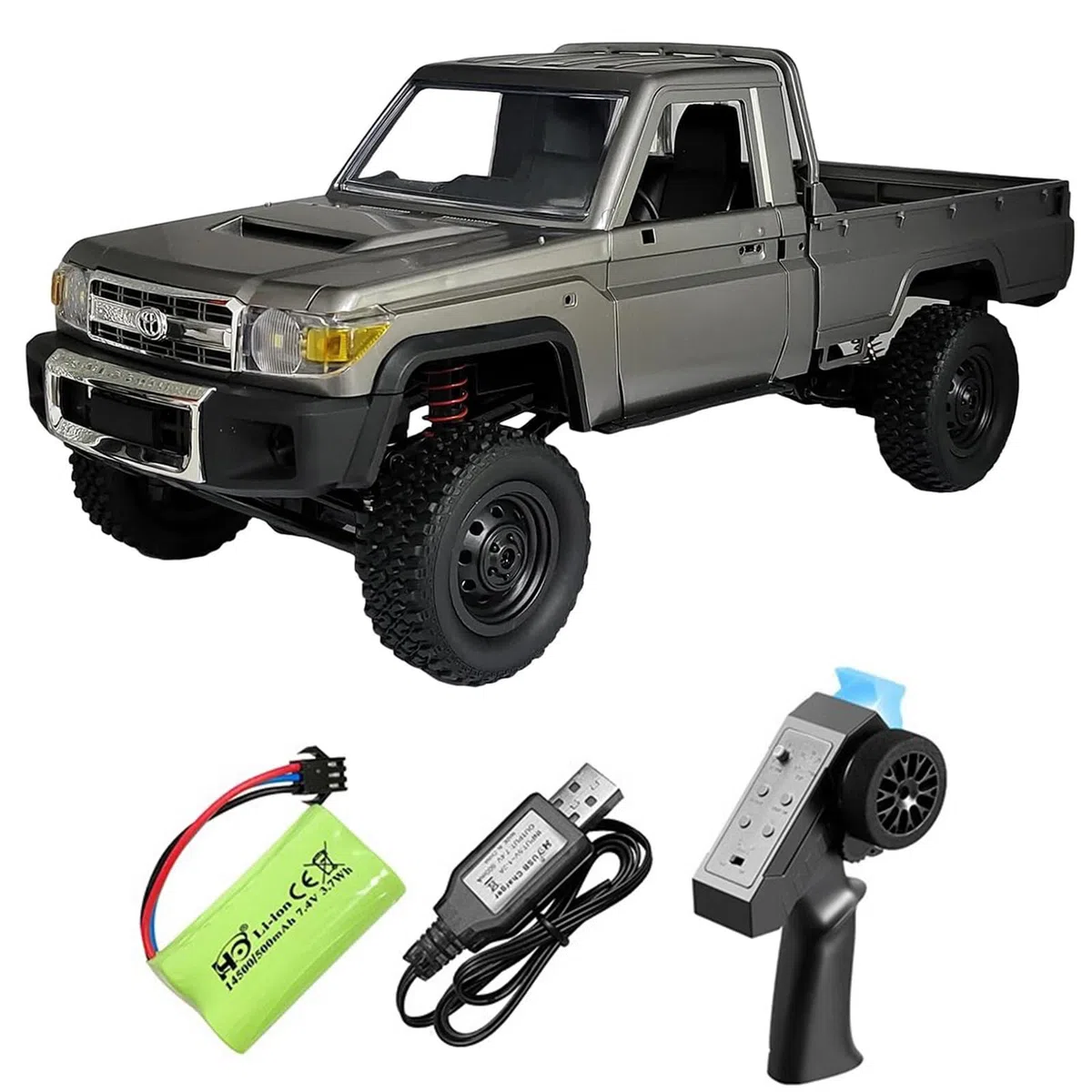 ARRIS MN-82P RTR RC Truck LC79 4x4 Off Road Vehicle 2.4 GHz RC Rock Crawler con Luci LED, Batteria 7.4V 1200mAh per Hobby (Argento)