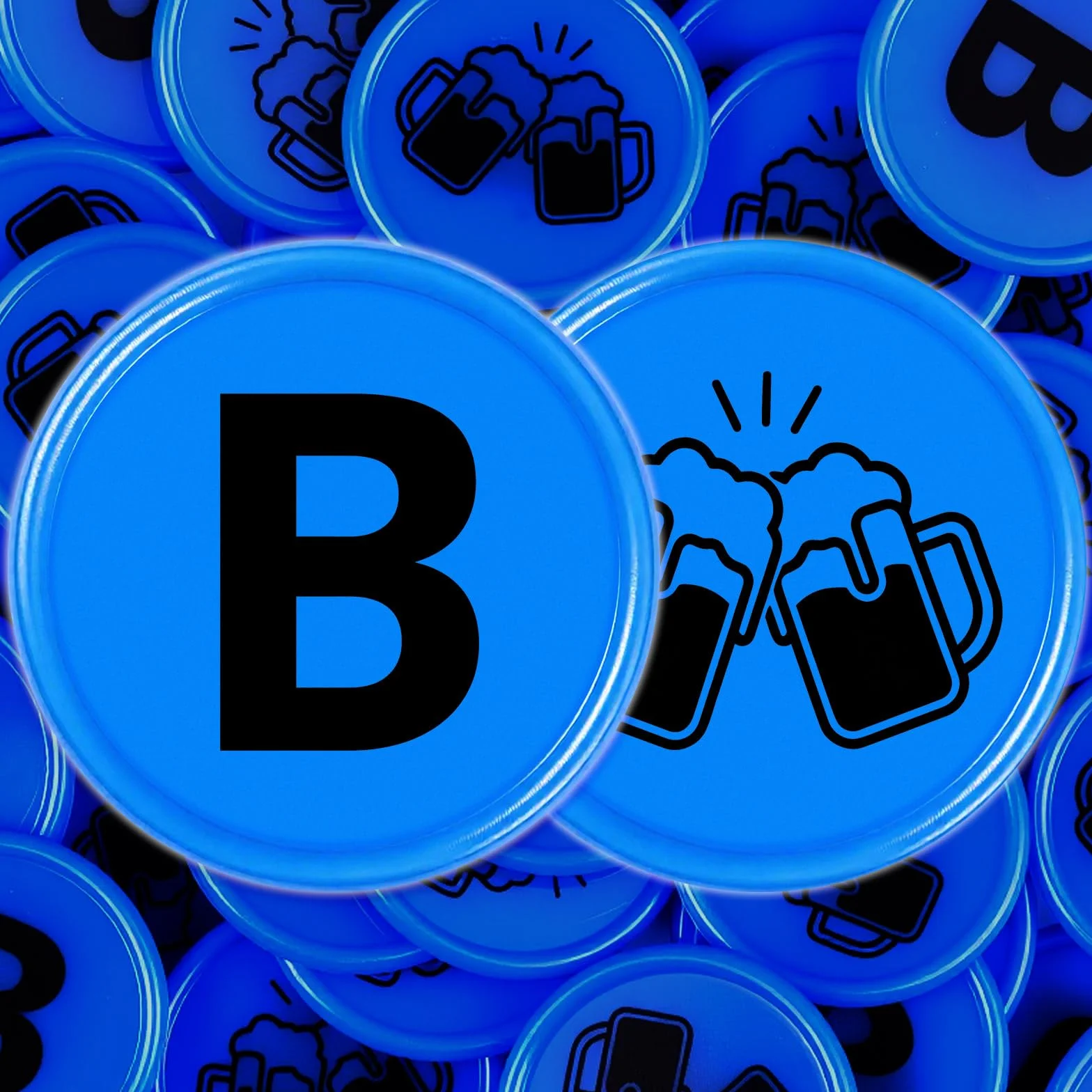 Nezyo 200 Pezzi Gettoni Birra Blu B Chip per Buoni Ø 24 mm in Plastica Riutilizzabile Ideali per Festival della Birra, Ristoranti, Mense, Feste, Eventi in Discoteca e Festival