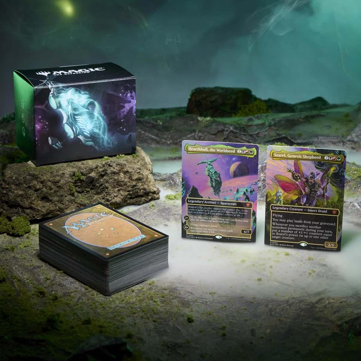Magic: The Gathering Mazzo Commander di - Ai Confini dell'Eternità - Plasmatore del Mondo (mazzo da 100 carte, Collector Booster Sample Pack da 2 carte + accessori) (Versione Inglese)