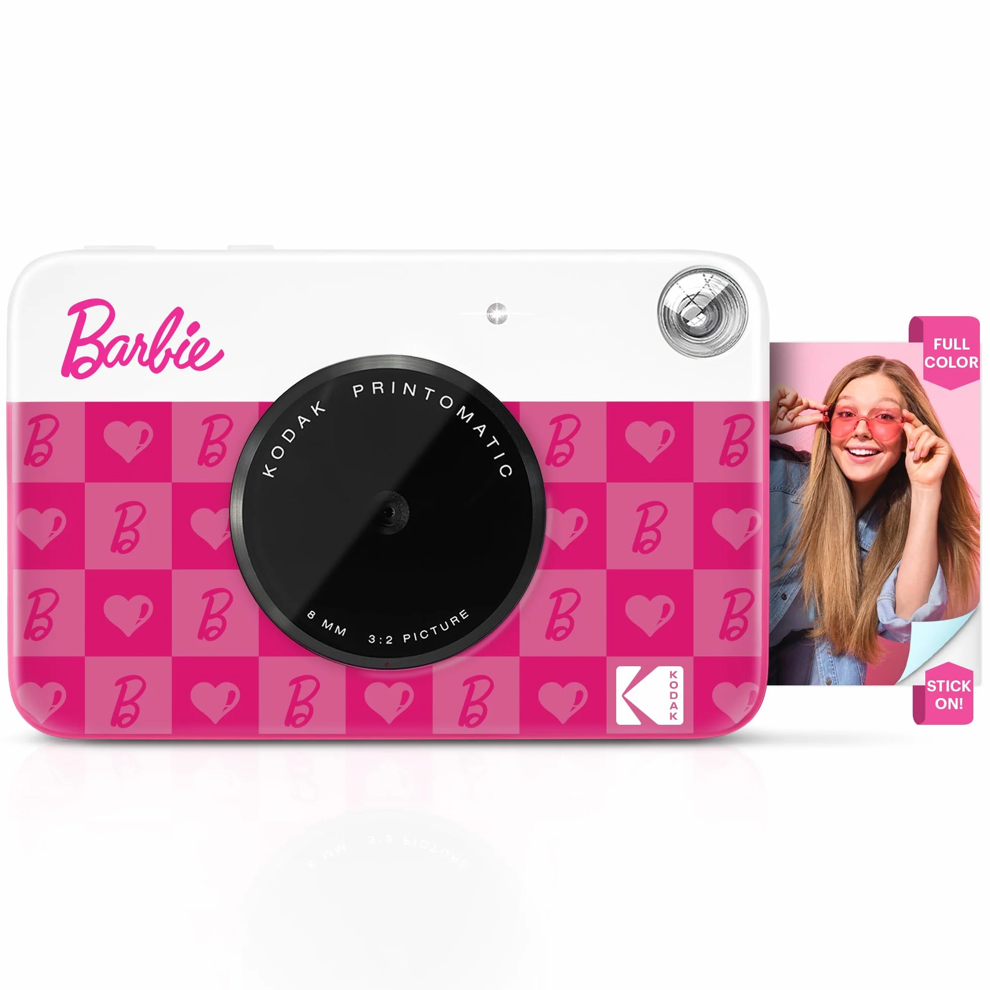KODAK x Barbie Printomatic Fotocamera Digitale Istantanea a Colori Fotocamera Portatile Barbie da 5 MP, Carta Fotografica Adesiva Zink 2x3" (5,1x7,5 cm), Stile Iconico.