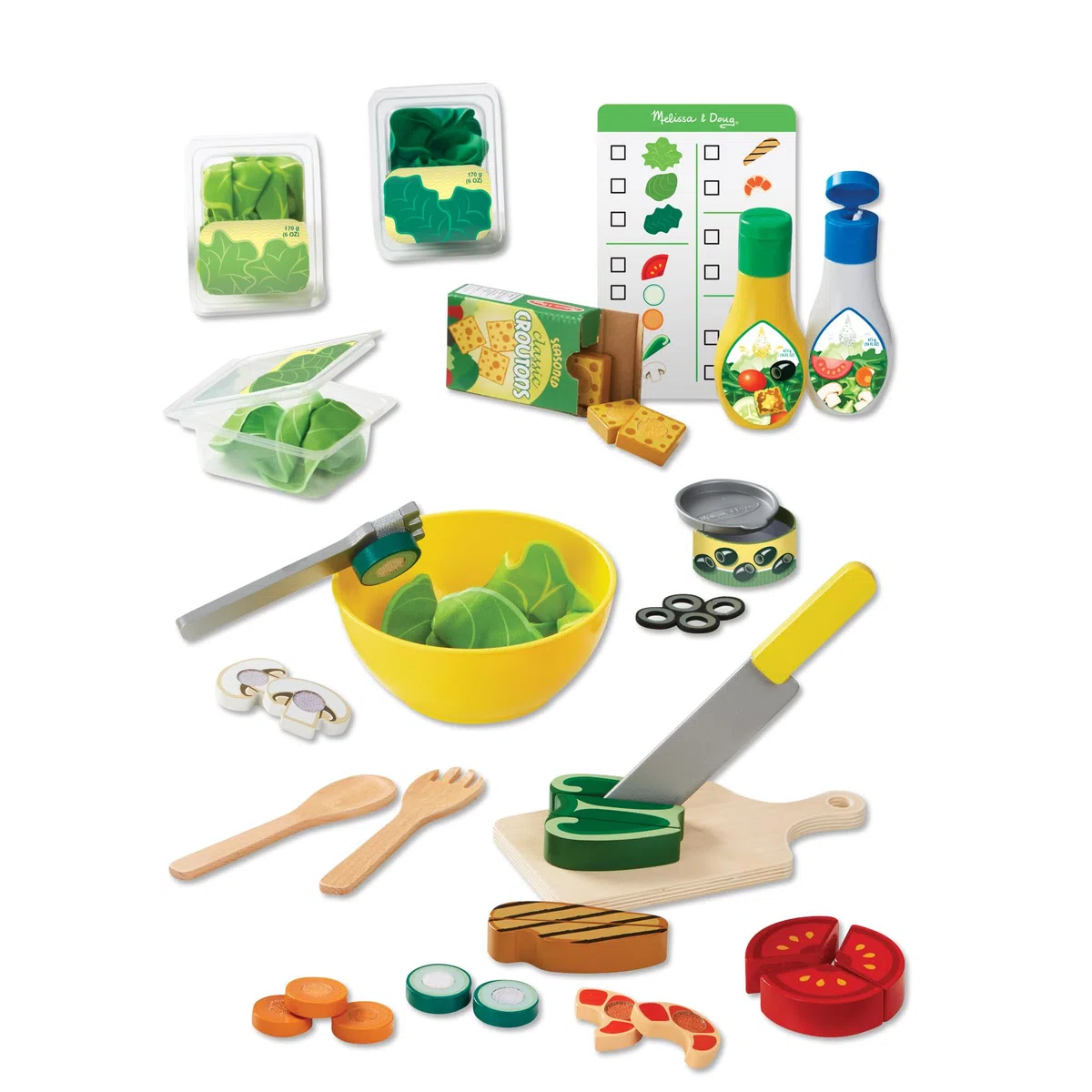 Melissa & Doug Insalata Set da Gioco, Giocattoli in Legno, Gioco di Cibo in Legno, Gioco di Ruolo, Gioco Educativo Montessori, Regalo per Bambini e Bambine di 3+ Anni