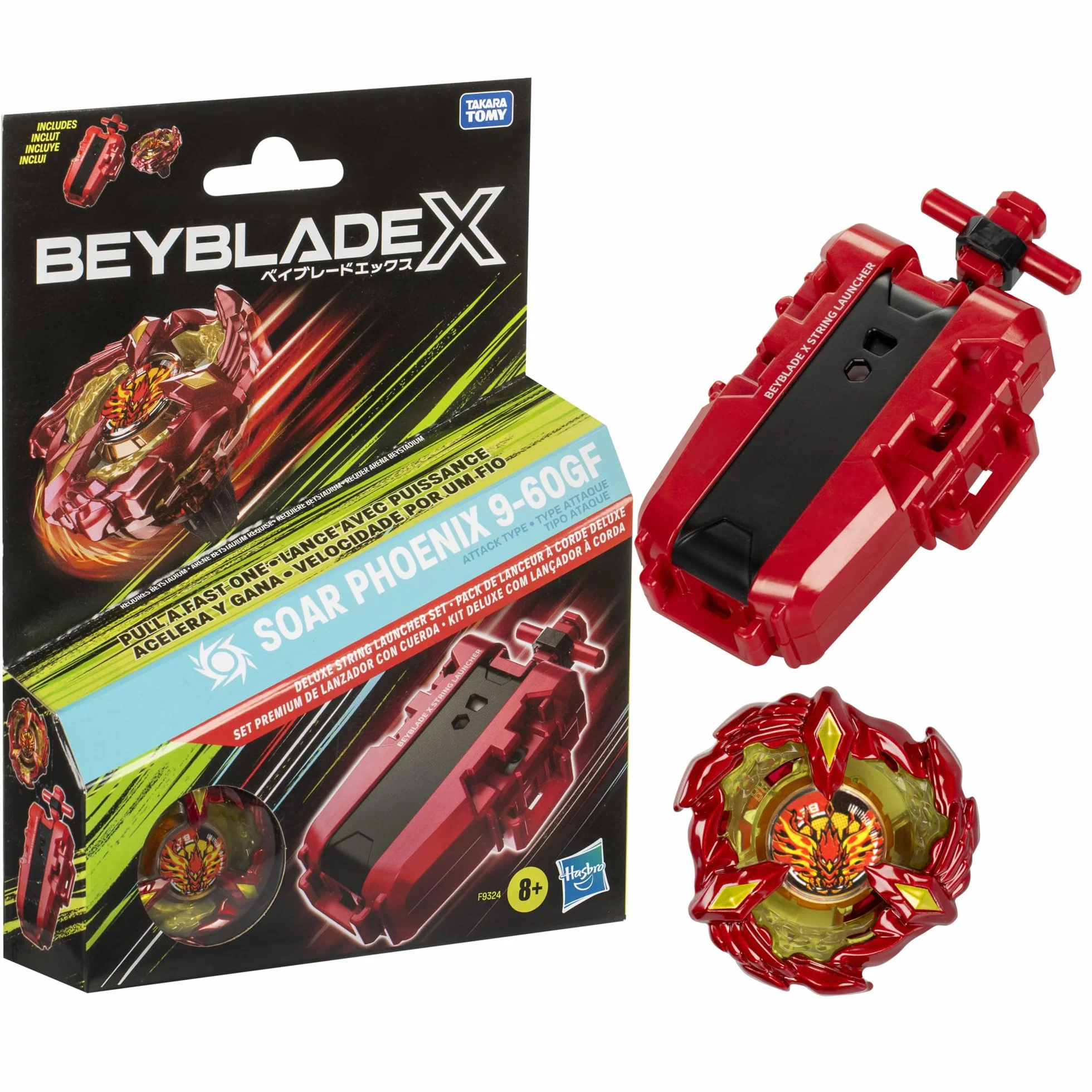 Hasbro Beyblade X Soar Phoenix 9-60GF Set da Combattimento con Lanciatore a Corda Deluxe