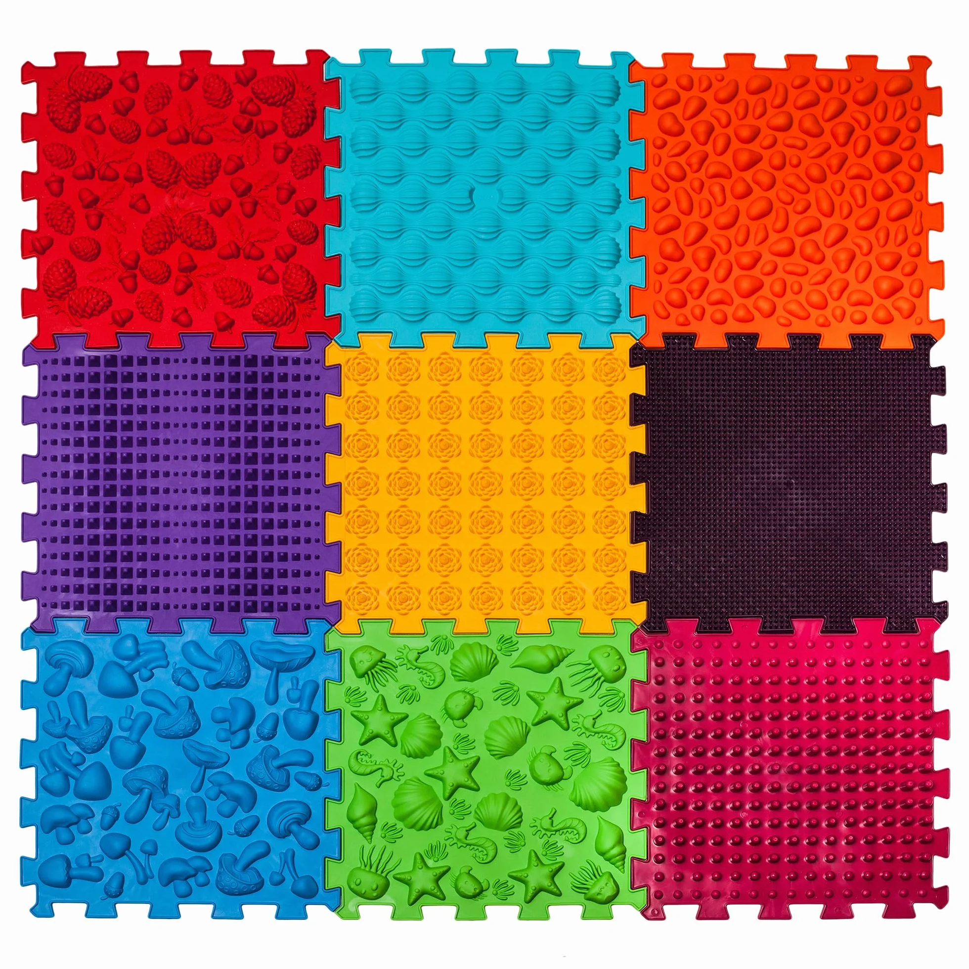 Tappetino da gioco ortopedico sensoriale Super Mix per bambini (9 puzzle di sentieri forestali quadrati)