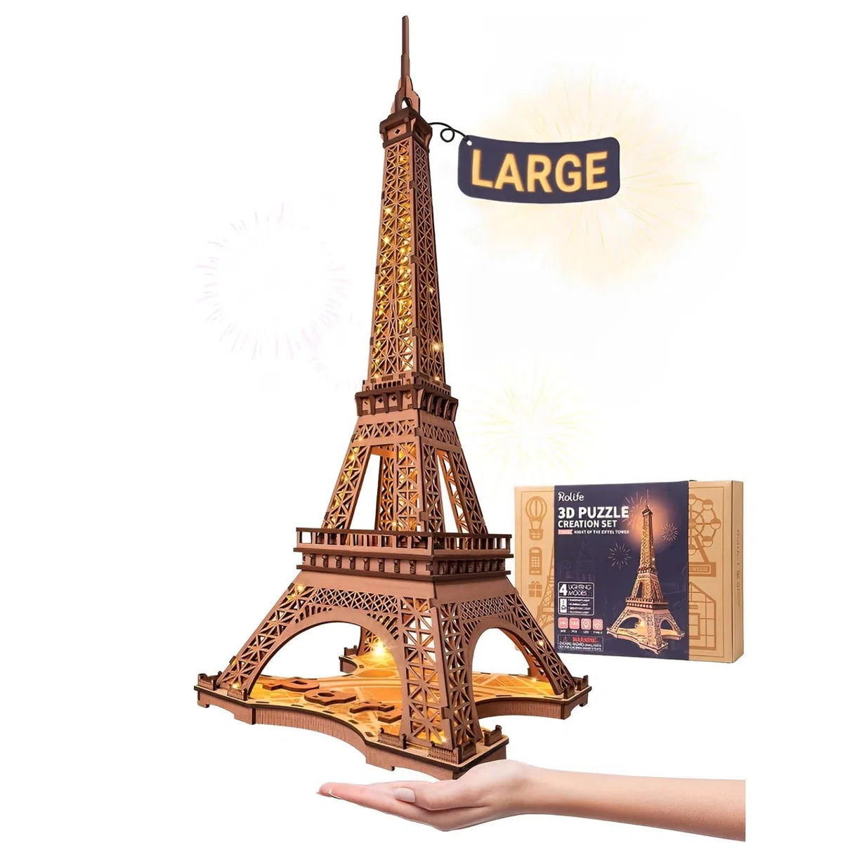 Rolife Puzzle 3D Torre Eiffel – Puzzle in legno 3D per adulti – Regalo decorativo da scrivania per adolescenti e adulti