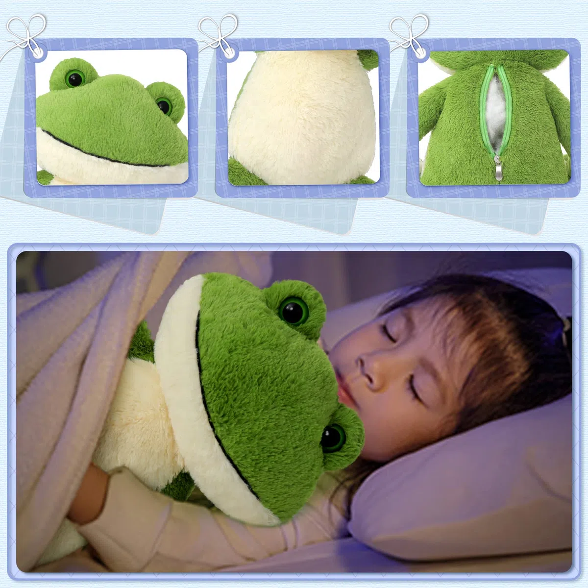 MorisMos Rana Peluche Grande, 60cm Peluche Kawaii, Peluche Animali, Divertente Giocattolo Rana Verde, Cuscino Decorazione Regali di Compleanno Natale per Ragazze Ragazzi