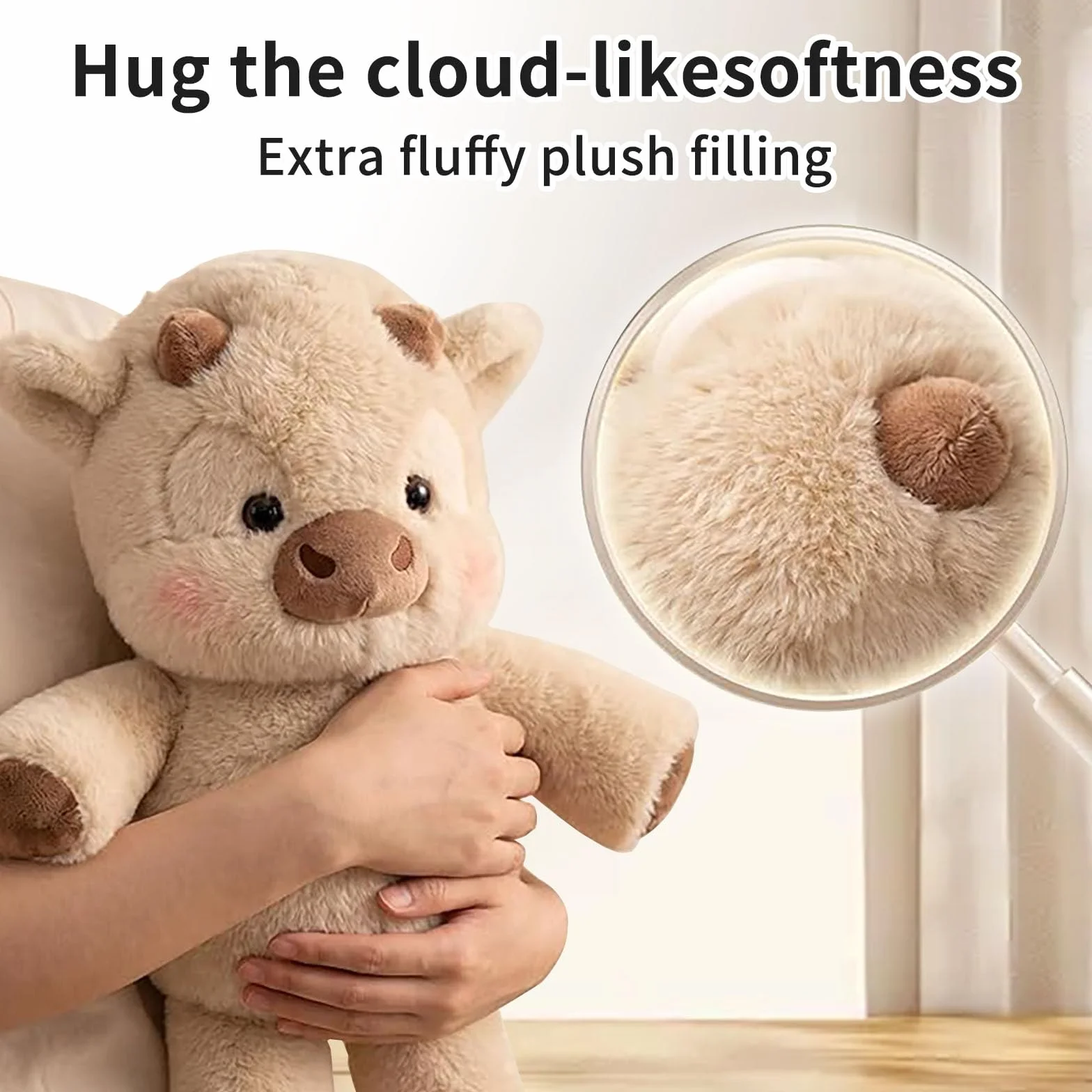 Peluche Mucca Che Corre, 45 cm Highlandes Cow Plushs, Mucca Giocattolo di Peluche Morbido, Plushie di Compleanno regalo per Adulti, Decorazioni e giocattoli Plushs da Colleziones (A)