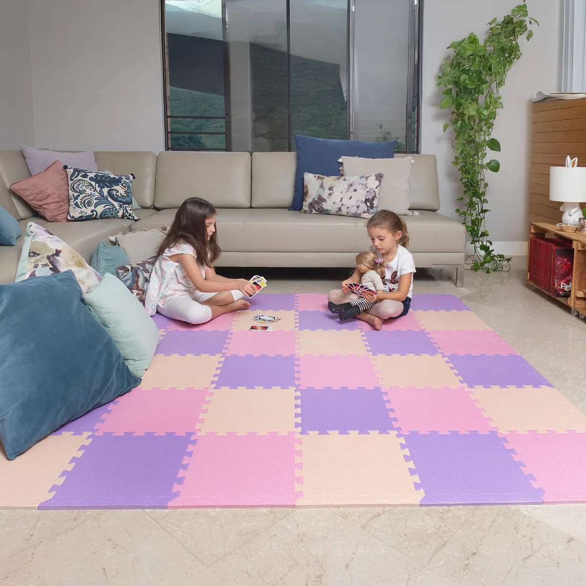 Piastrelle per pavimenti in schiuma atossiche, confortevoli, tappetino da gioco e piastrelle ad incastro 74x74 cm, per gattonare e sviluppare, morbide