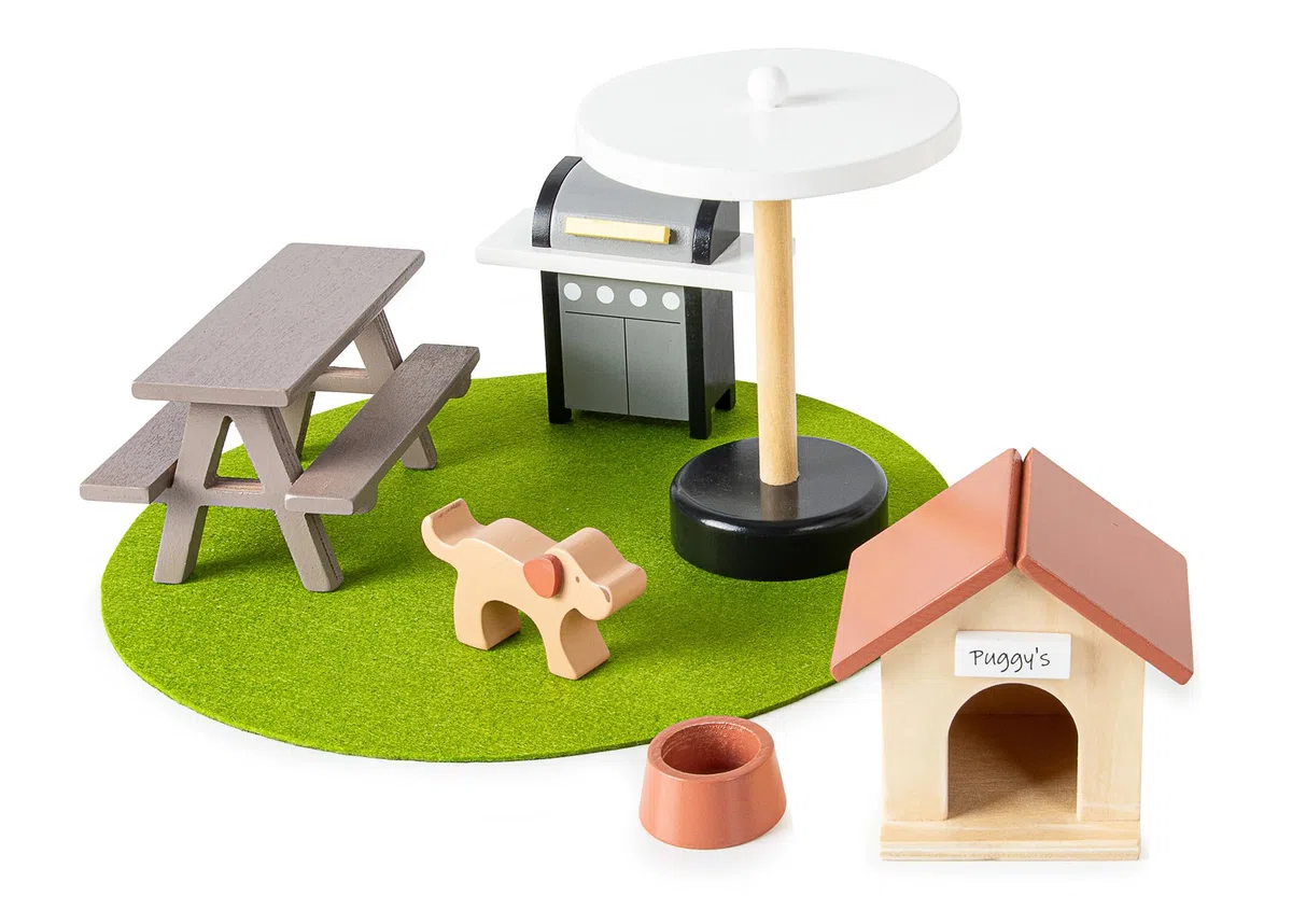 Leomark Appartamento, Moderna Casa delle bambole in legno, in stile LOFT con persiane e terrazza, Con arredamento e tanti accessori, Dimensioni: 80x30x63 cm.