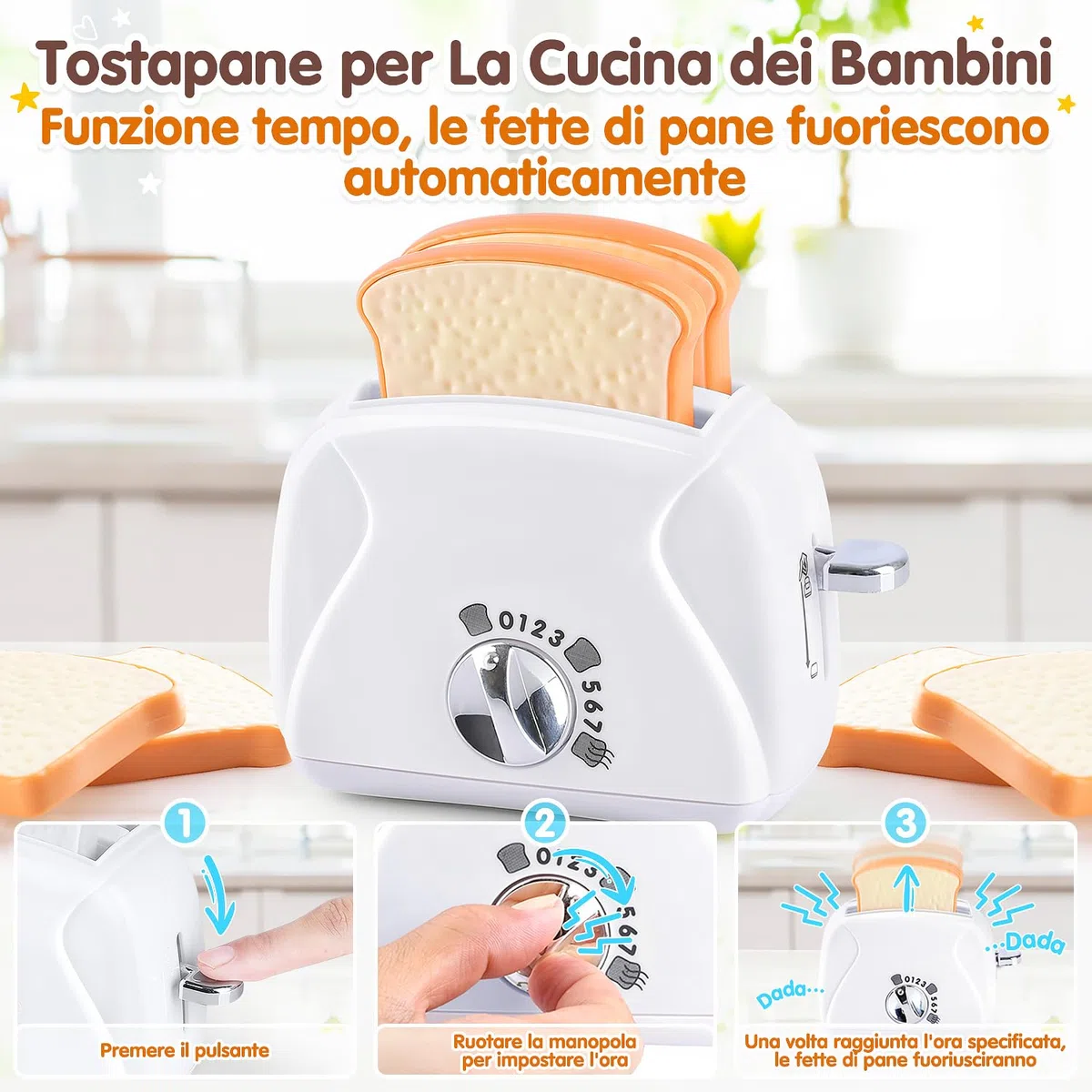 PLAY Cucina Giocattolo per Bambini con Macchina Caffè, Mixer, Tostapane con Luci e Suoni Realistici, Set di Elettrodomestici Cucina Regalo per Bambini 3+ Anni (Bianco)
