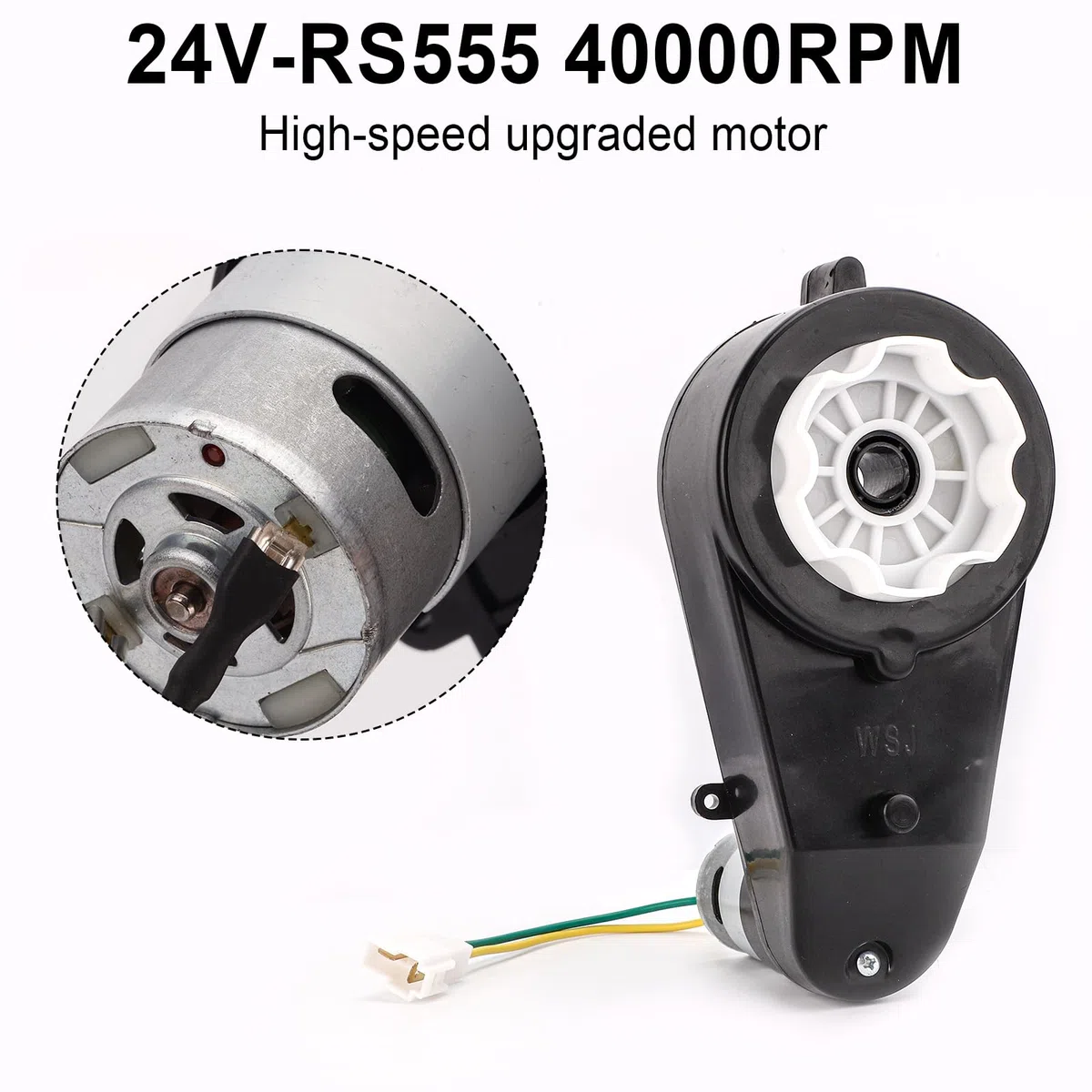 2pz Cambio Auto per Bambini, 24V-RS555 Giocattolo Auto Cambio Motore Aggiornamento Cambio Motore Ad Alta Velocità per Bambini Cavalcano Giocattoli Auto