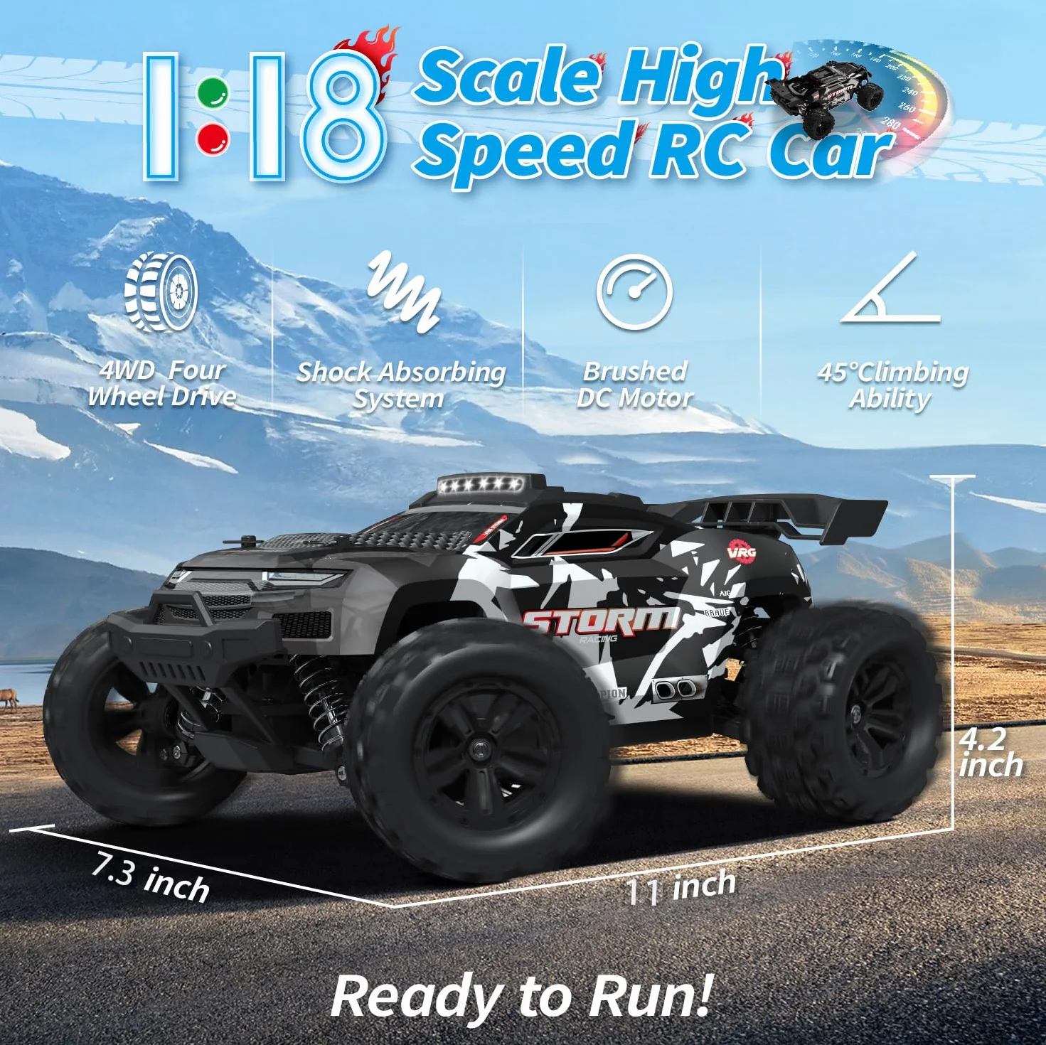snookids Macchina Telecomandata - 2,4 GHz RC Car Veicolo Fuoristrada ad Alta Velocità 40 km/h 1:18, 4WD All Terrain Radiocomando Crawlers Regali di Giocattoli per Bambini Adulto