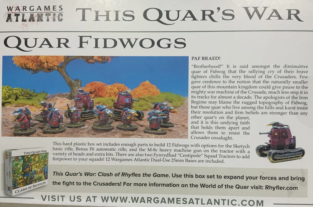 Wargames Atlantic, This Quar's War, Quar Fidwog Infantry, miniature in plastica dura da 28 mm