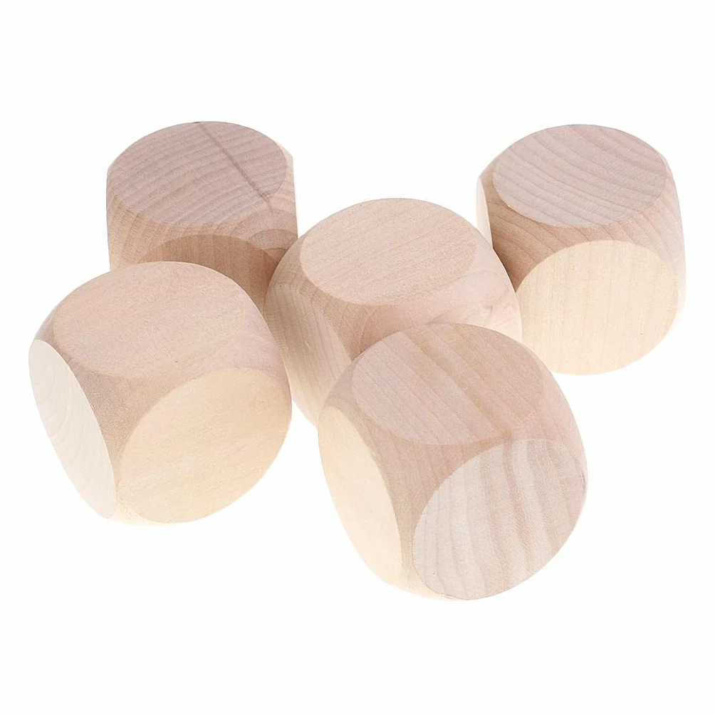 Dadi Vuoti in Legno D6 3 cm per DIY Decorazione, 5 Pezzi, 60mm