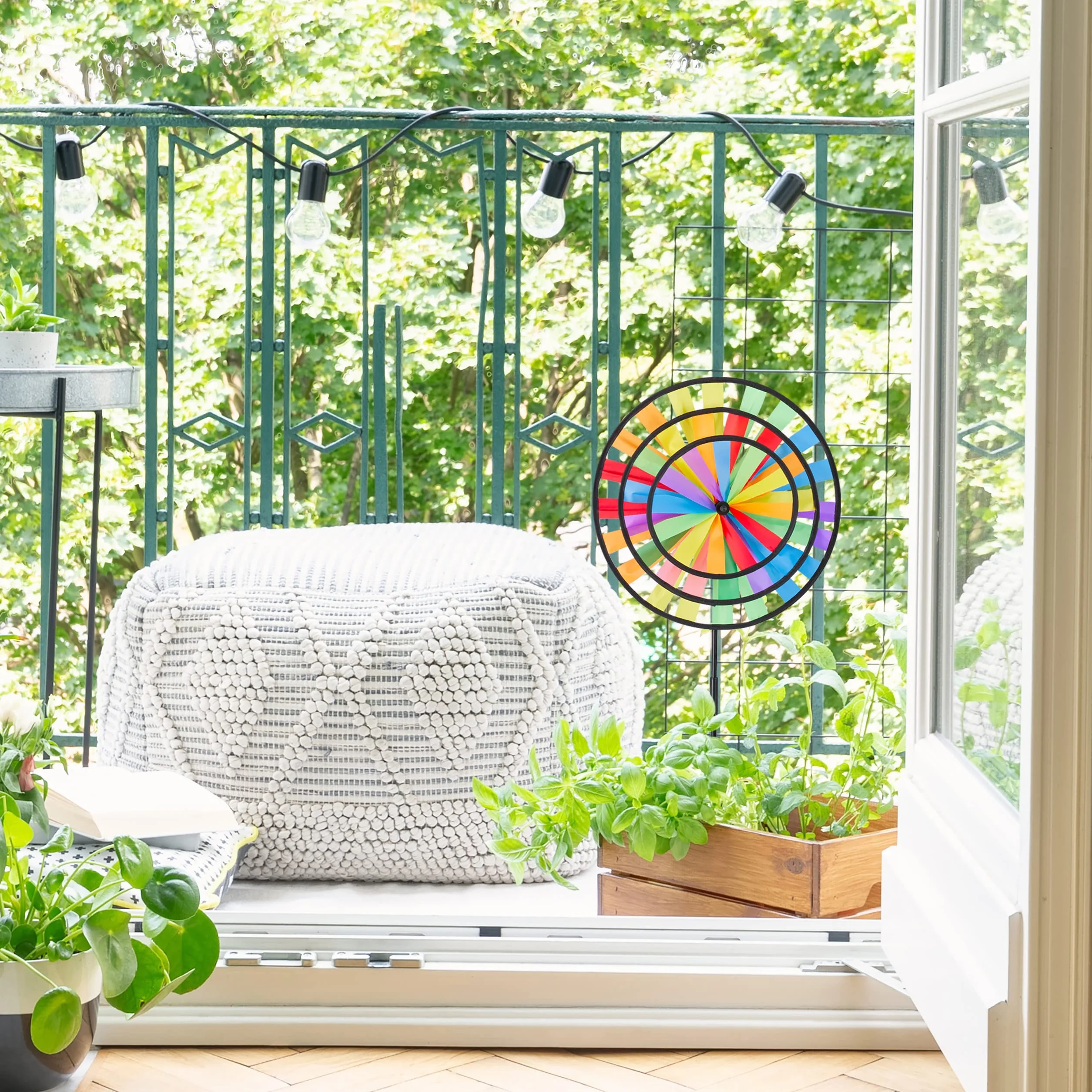 Relaxdays Girandola, per Aiuole, Design Arcobaleno, per Bambini, da Outdoor, HLP: 73,5 x 35,5 x 15 cm, Colorato