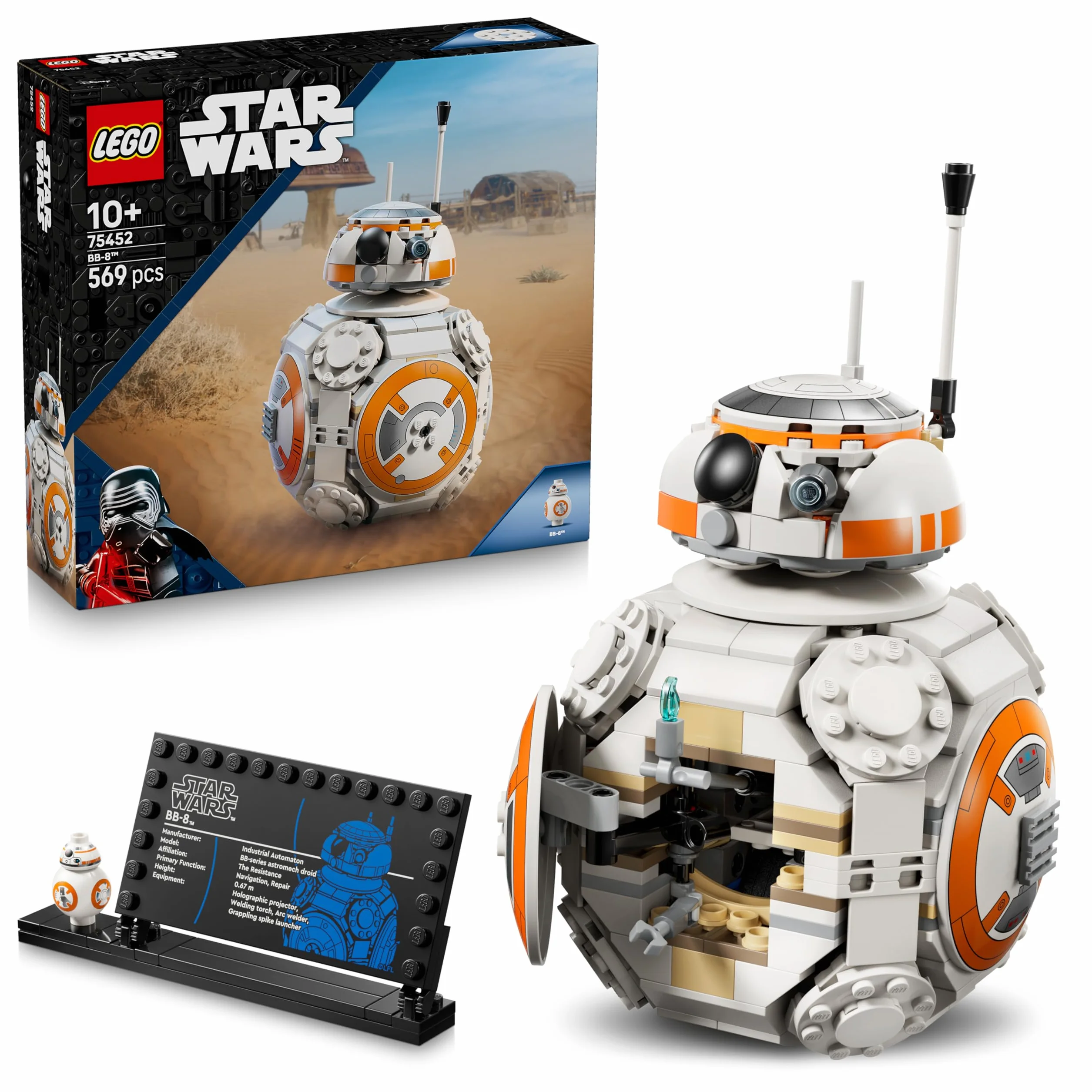 LEGO Star Wars 75452 Droide Astromeccanico BB-8 Kit di Modellismo - Action Figure Giocattolo con Testa Rotante - Decorazione per la Camera da Letto - Regalo per Ragazzi, Ragazze e Fan da 10 Anni in su