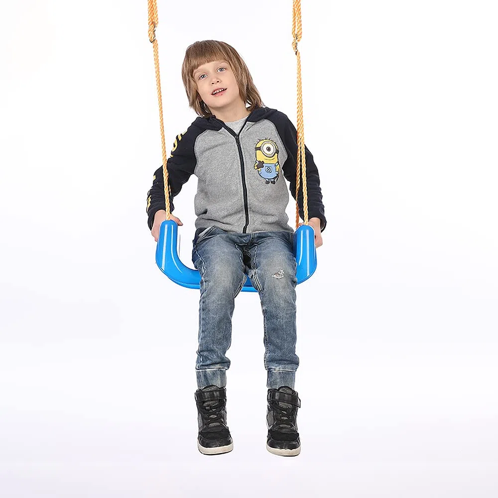 HUOLE Altalena da Giardino 3 in1 per Bambini Seggiolino Altalena Bambini Sedile in Plastica con Corrimano Schienale e Cintura di Sicurezza per Esterno Interno e Neonato (3 in 1 Blu)
