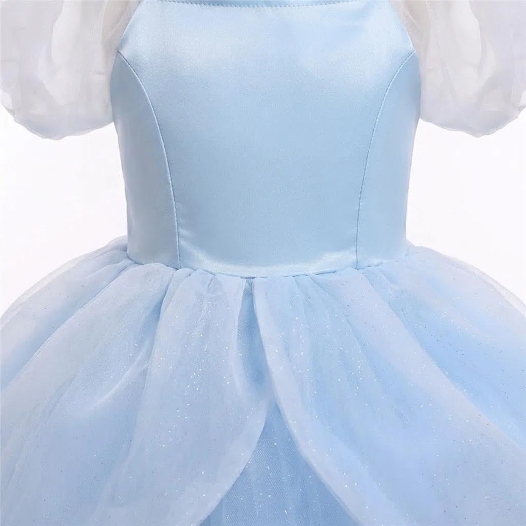 Lito Angels Vestito Costume da Principessa Cenerentola con Guanto per Bambina Ragazza Taglia 2-7 Anni, Blu