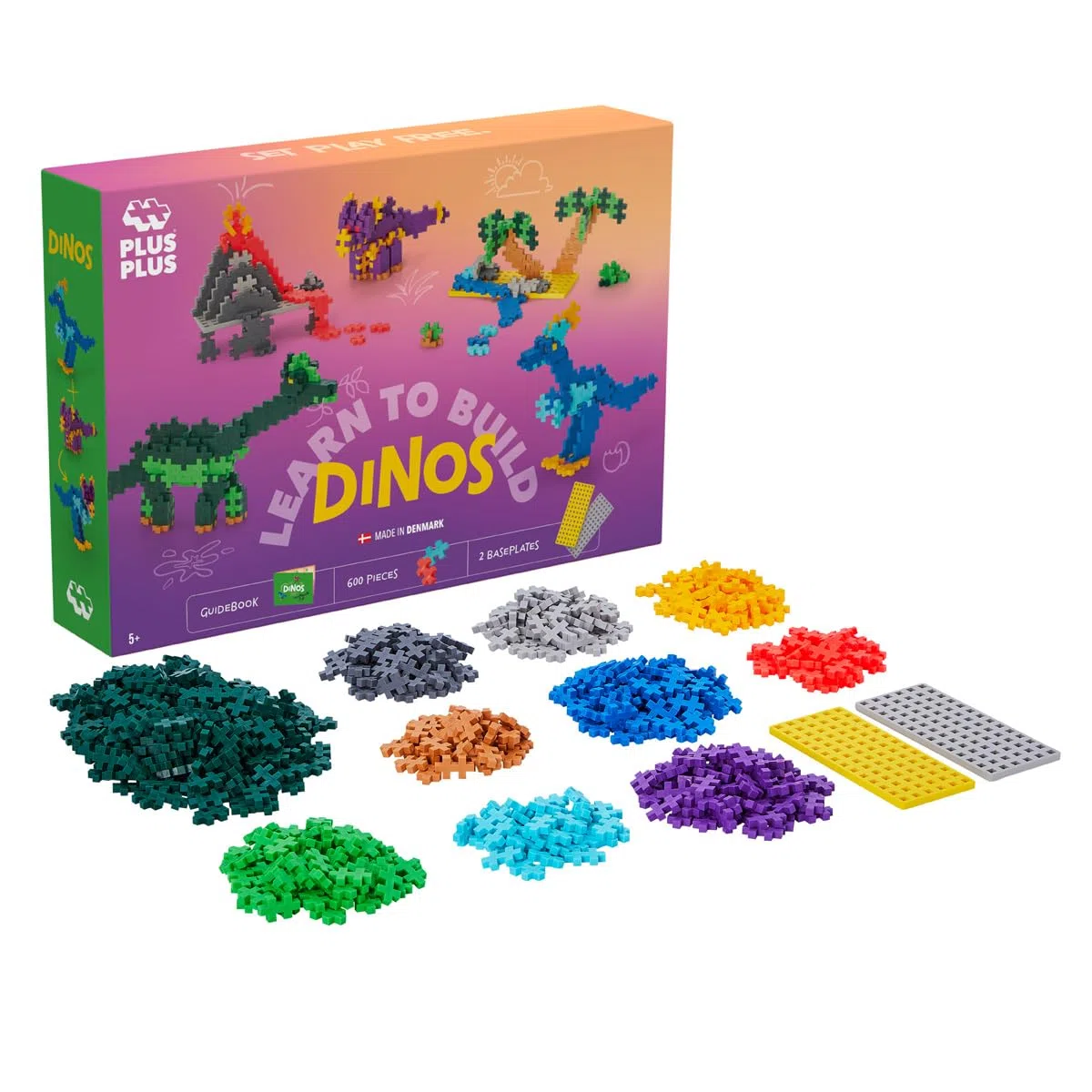 PLUS PLUS - Kit scoperta Dinosauri da 600 pezzi - Gioco di costruzione - PP3918, 3918
