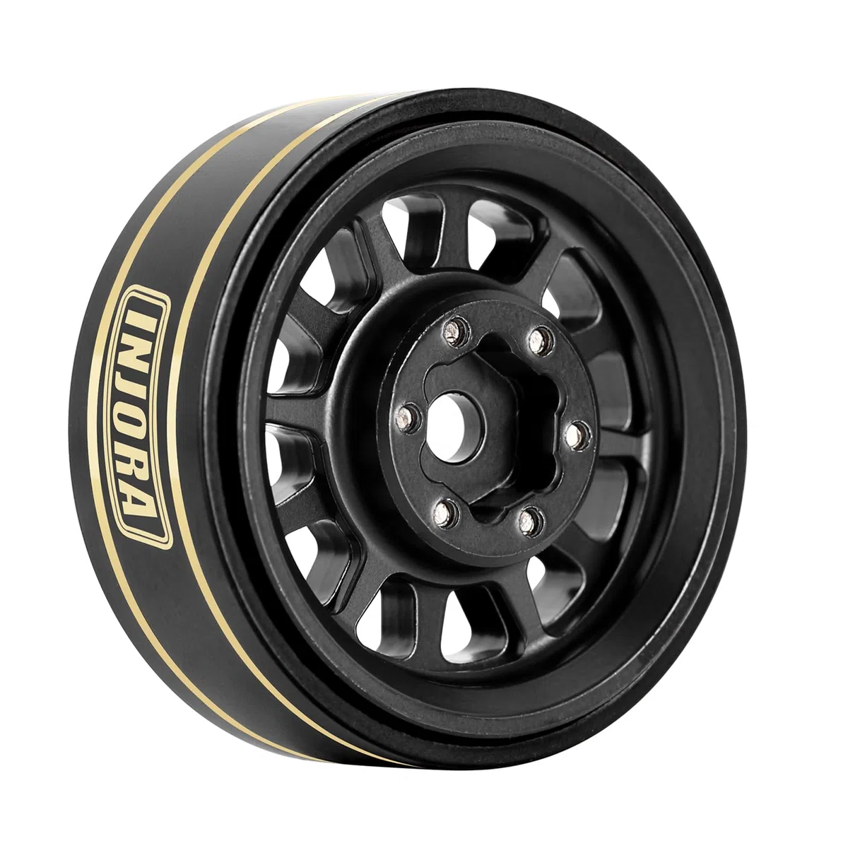 INJORA 1.0 Plus Ottone Beadlock Cerchi Ruota 4PCS 12 Raggi per TRX4M SCX24 FCX24 1/24 1/18 RC Crawler Auto, 42g/pz(Nero)